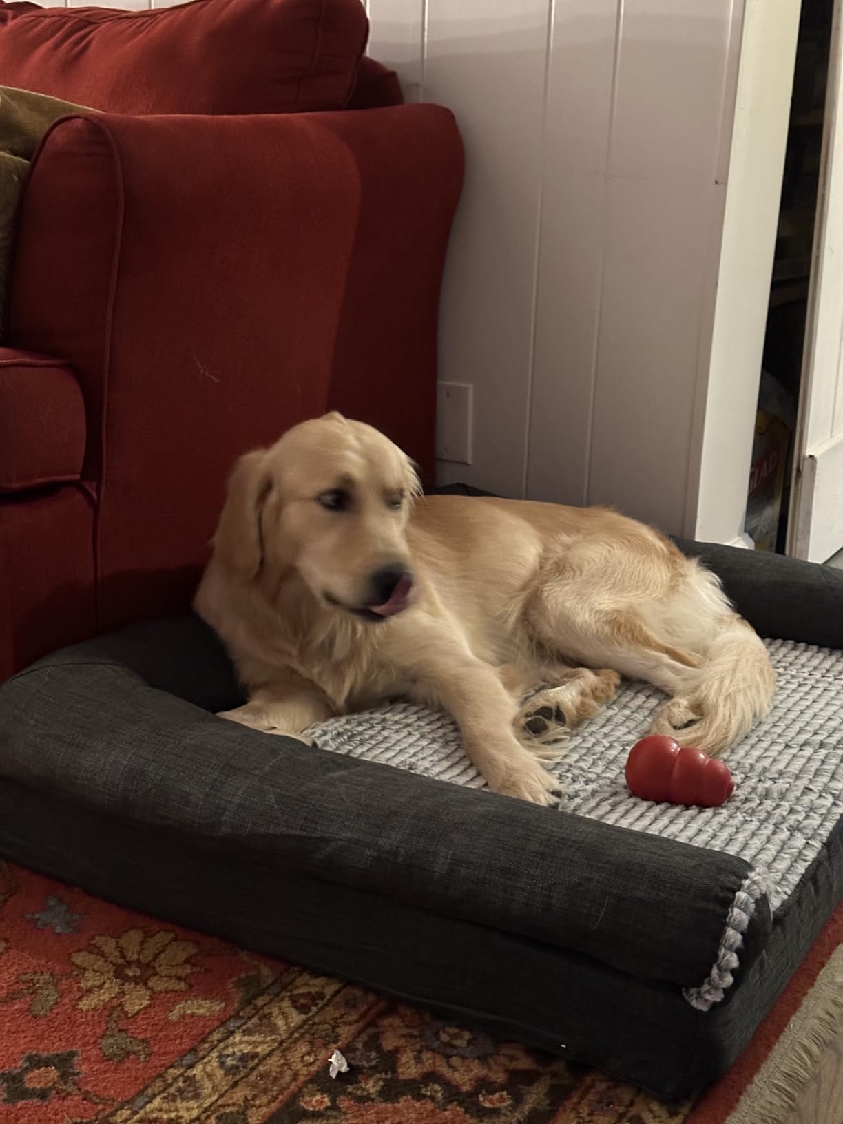 FurHaven Orthopedic Dog Bed for Large/Medium Dogs w/ Removable Bolsters & Washable Cover, For Dogs Up to 55 lbs - Plush & Suede Sofa - Gray, Large customer photo 1