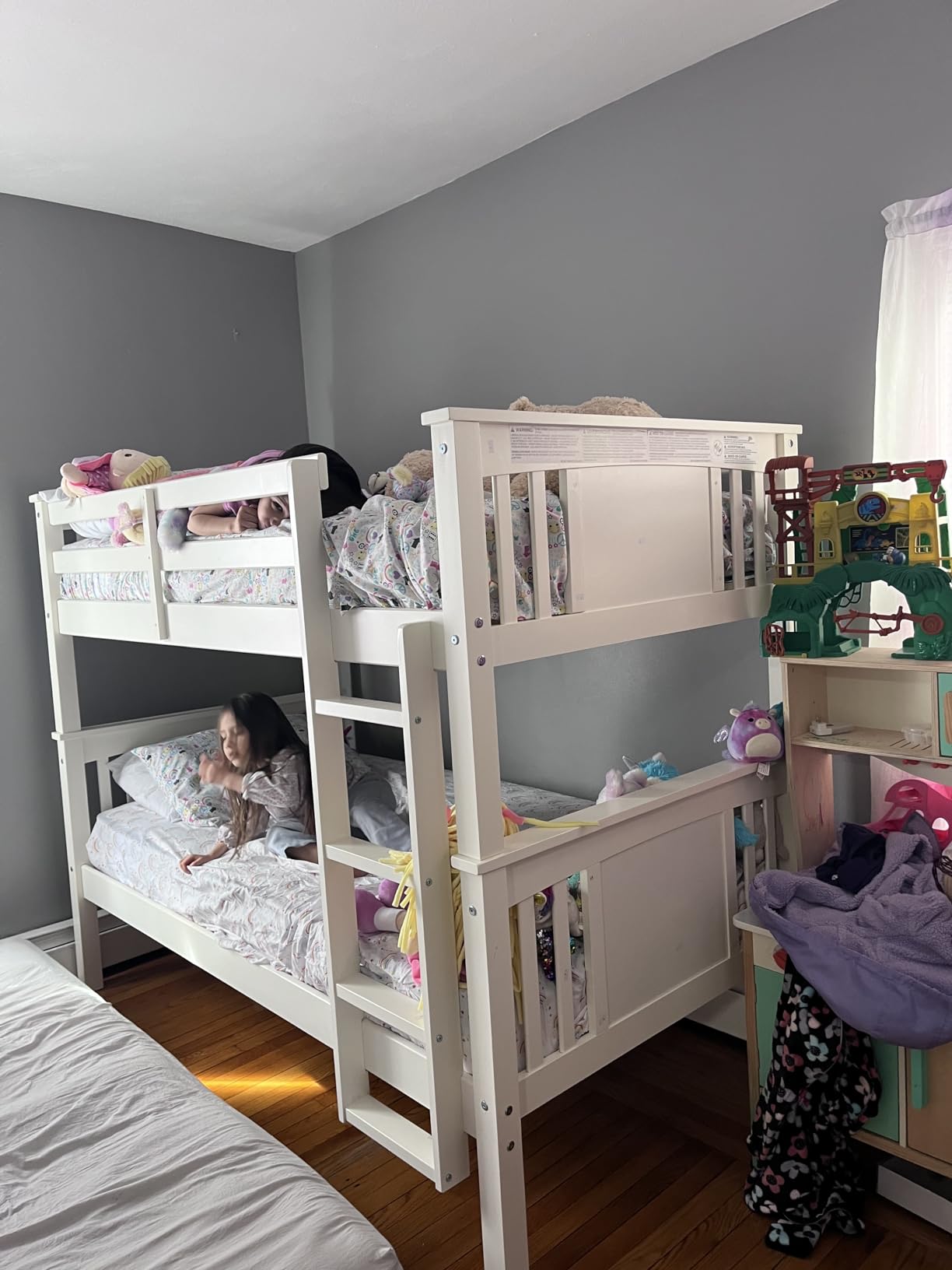 DHP Dylan Convertible Wood Bunk Bed, Stackable and Detachable Bed Frames for Kids and Teens, with Ladder, High Guardrail, Wood Slats, No Boxspring Required, Twin-Over-Twin, White customer photo 2