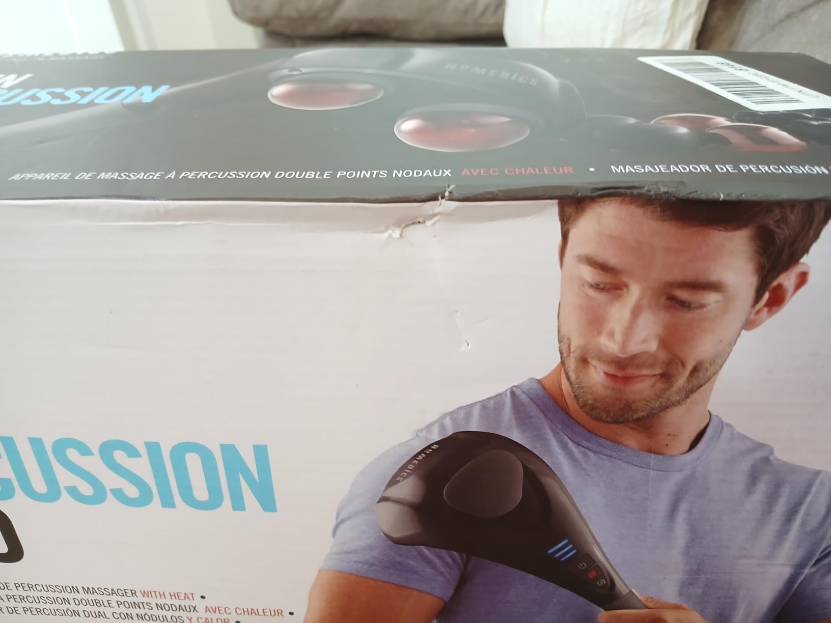 Homedics Handheld Back Massager with Heat, Deep Tissue Percussion Massager for Neck, Shoulders & Body, 4 Custom Attachment Sets, Dual Node Massage, 3 Speeds, Comfort Grip Handle, Twin Percussion Pro customer photo 1