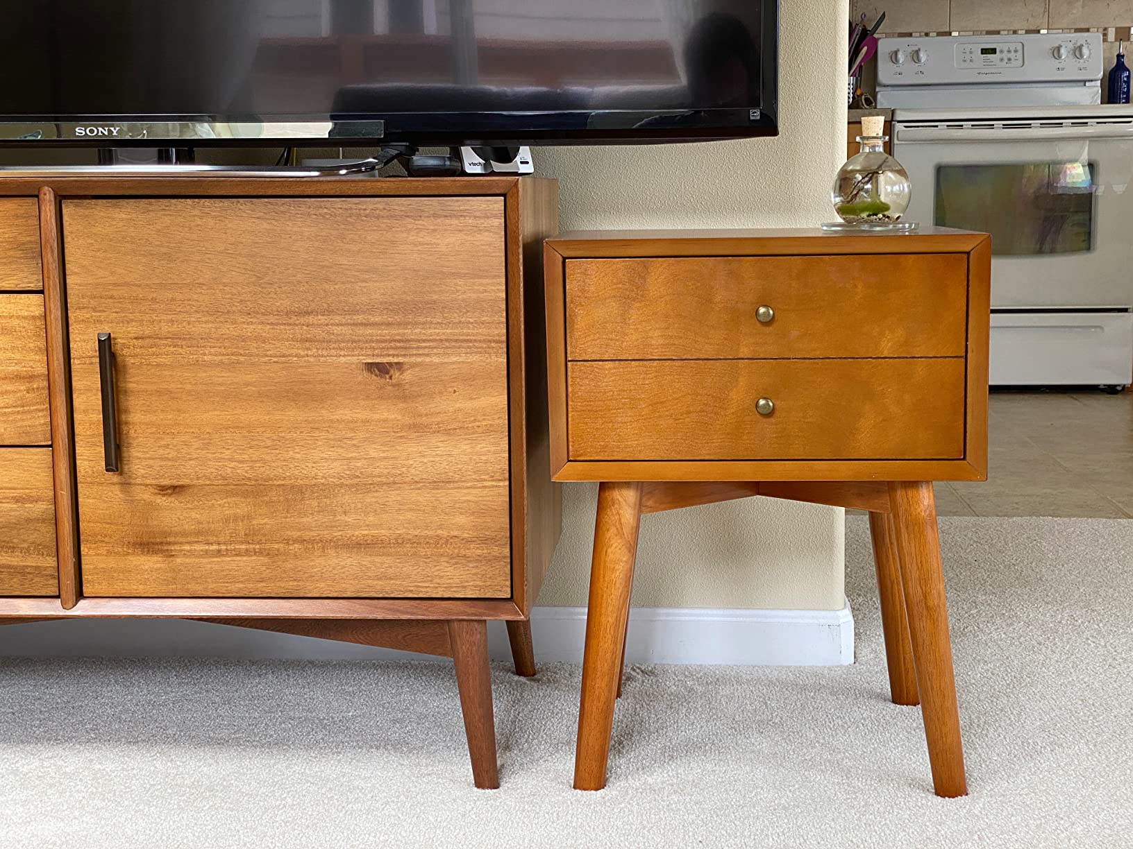 Crosley Furniture Landon Nightstand Side Table with Drawer, Acorn customer photo 1