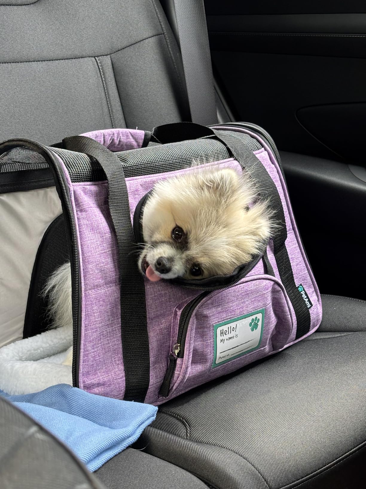 PetAmi Airline Approved Pet Carrier for Cats & Small Dogs, Soft Sided TSA Travel Carrier Bag with Sherpa Bed, Breathable Mesh Ventilation, Fits Under Seat Up to 18 lbs customer photo 2