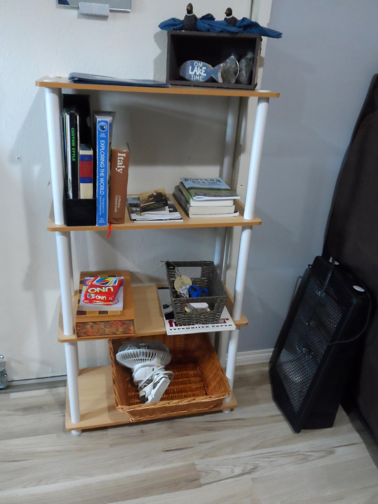 Furinno TURN-N-TUBE Storage Shelves, 5-Tier Book Shelf, Corner Shelf, Toolless Open Shelves, for Organization and Storage, Living Room, Garage, Home Office, Beech customer photo 1