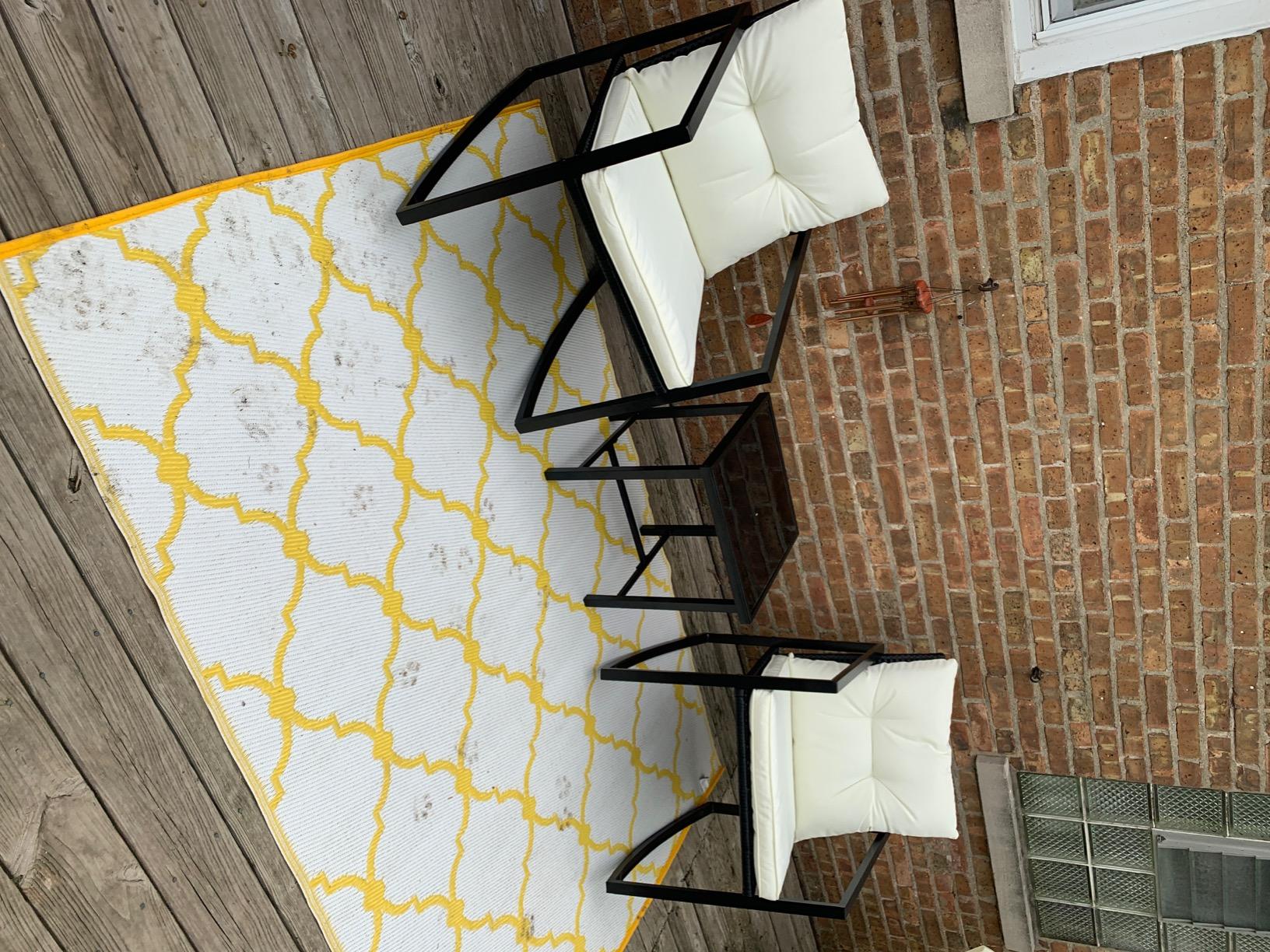 Devoko 3 Piece Rocking Bistro Set Wicker Patio Outdoor Furniture Porch Chairs Conversation Sets with Glass Coffee Table (Beige) customer photo 2