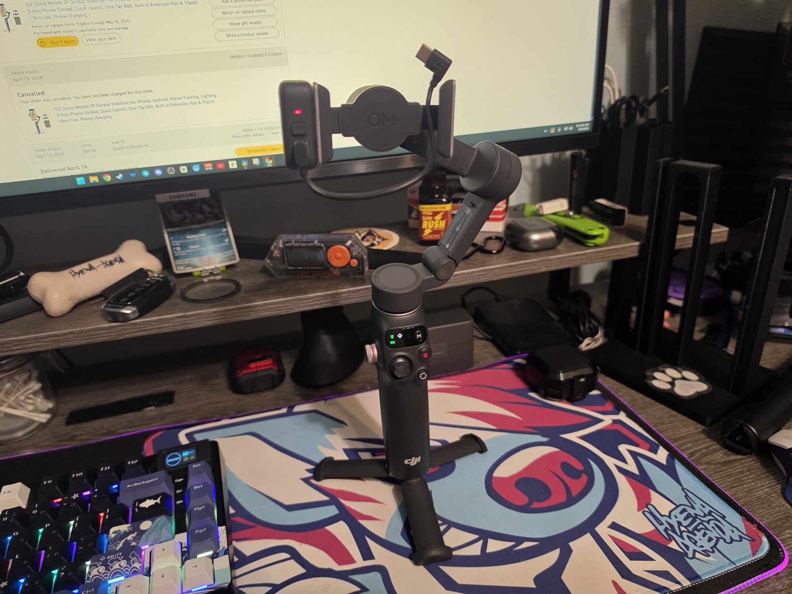 DJI Osmo Mobile 7P Gimbal Stabilizer for iPhone, Android, Native Tracking, Lighting, 3-Axis Phone Gimbal, Quick Launch, One-Tap Edit, Built-in Extension Rod & Tripod, 10hrs Use, Phone Charging customer photo 2