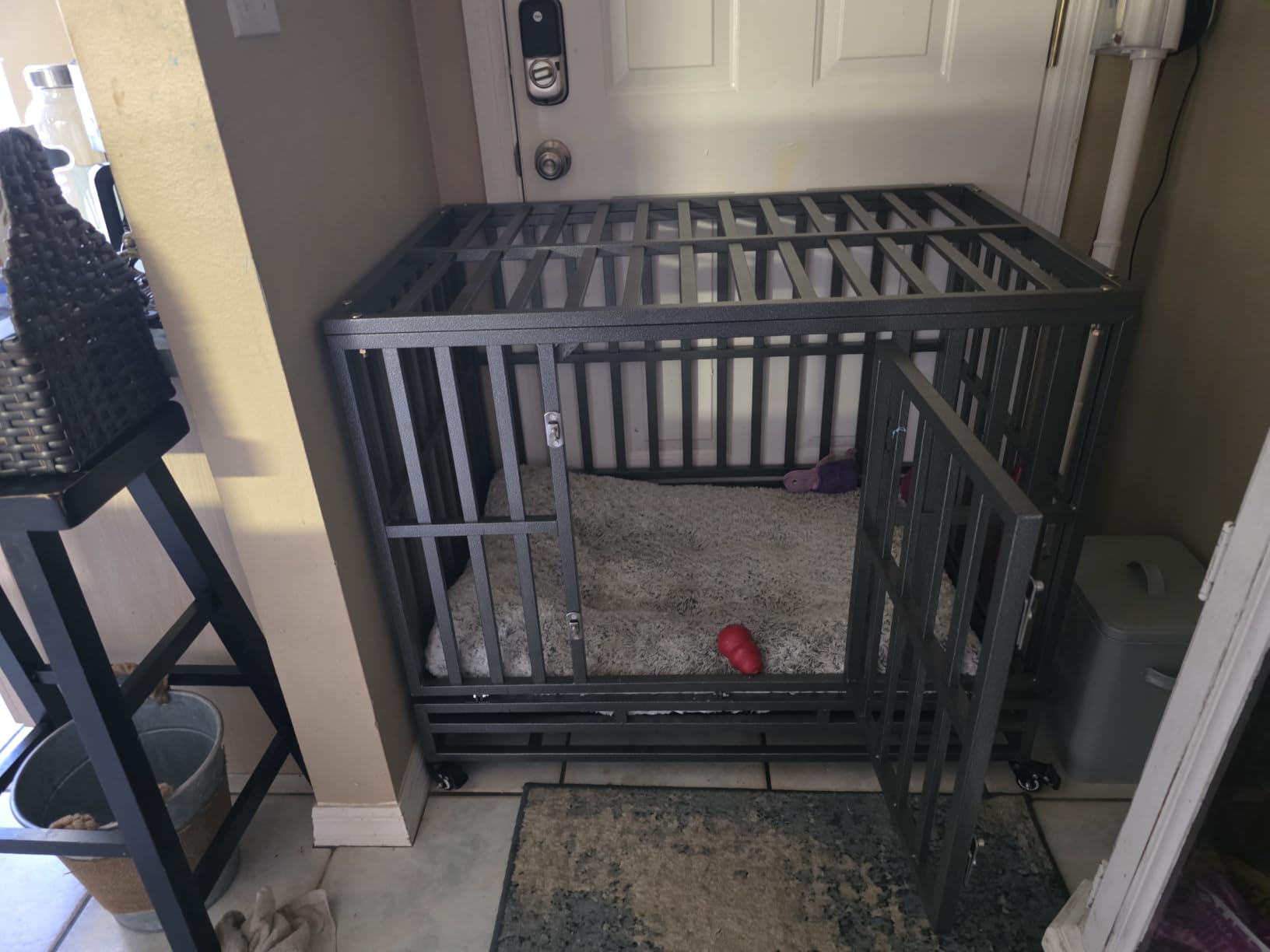 LUCKUP 38 Inch Heavy Duty Dog Cage Metal Kennel and Crate for Large Dogs, Easy to Assemble Pet Playpen with Four Wheels, Black customer photo 1