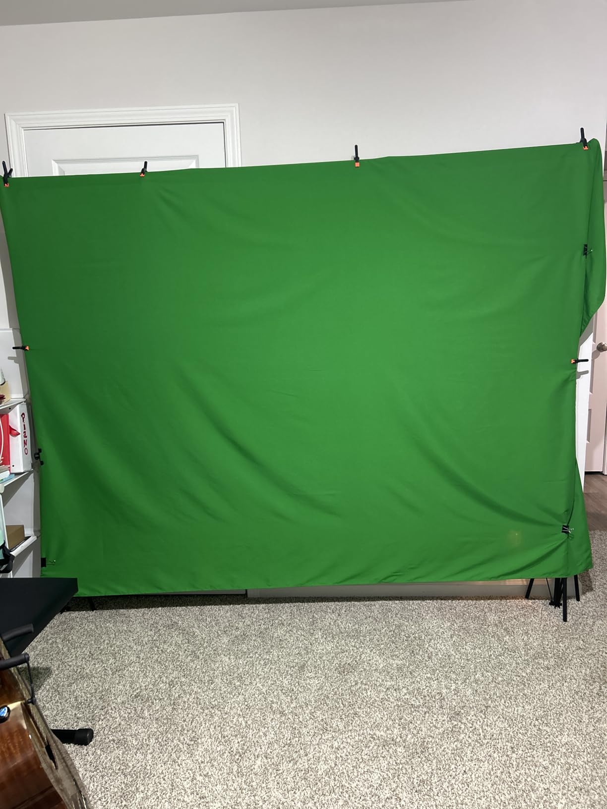 EMART Green Screen Backdrop, 6 x 9 Ft Photography Greenscreen Background Sheet Fabric Kit for YouTube Video Streaming Zoom, Small Photo Chromakey Polyester Cloth Curtain with 4 Clips customer photo 2