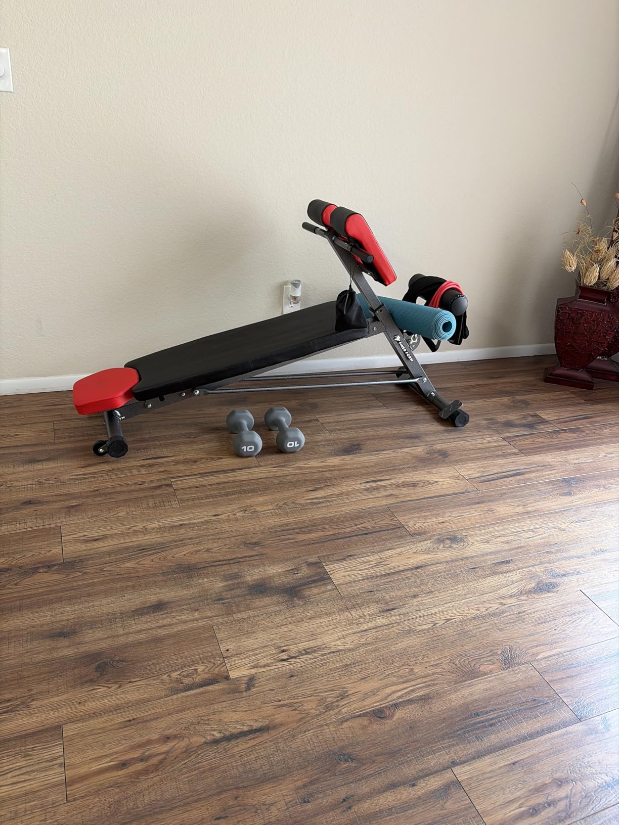 Finer Form Multi-Functional Adjustable Weight Bench and Roman Chair | 8 Back Extension Levels, Chest Press, Sit Ups, Flat Decline Settings, Sturdy Steel Frame, Thick Pad, Workout Chart Included customer photo 2