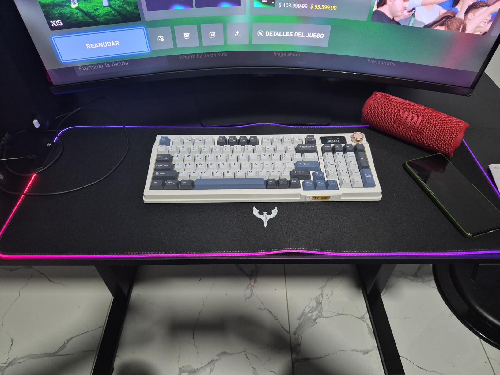 BladeHawks Extra Large RGB Gaming Mouse Pad-14 Light Modes, Extended Soft LED Mouse Pad, Anti-Slip Rubber Base, Computer Keyboard Mousepad Mat (31.5 x 12 Inch) customer photo 2