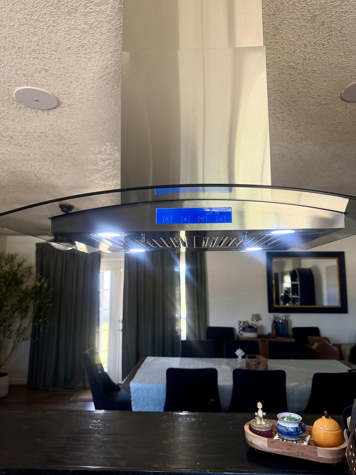 30 in. Lumin Coll 380 CFM Ducted Island Range Hood, LED, Stainless Steel | Cosmo COS-668ICS750 Soft Touch Controls, 3 Fan Speeds, Permanent Dishwasher-Safe Baffle Filters, Glass Visor customer photo 1