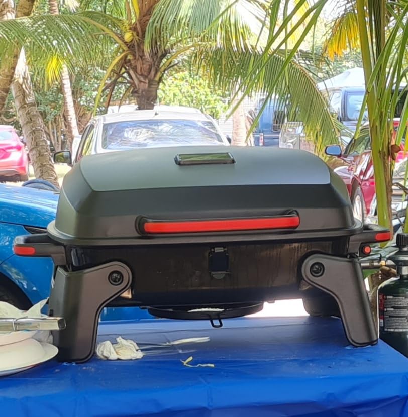 Megamaster 1-Burner Portable Gas Grill with Locking Lid, 11,000 BTU Stainless Steel Burner, Foldable Legs, Small Propane Grill for Outdoor Cooking, Camping, BBQs, Patios, and Gardens - 820-0065C customer photo 1