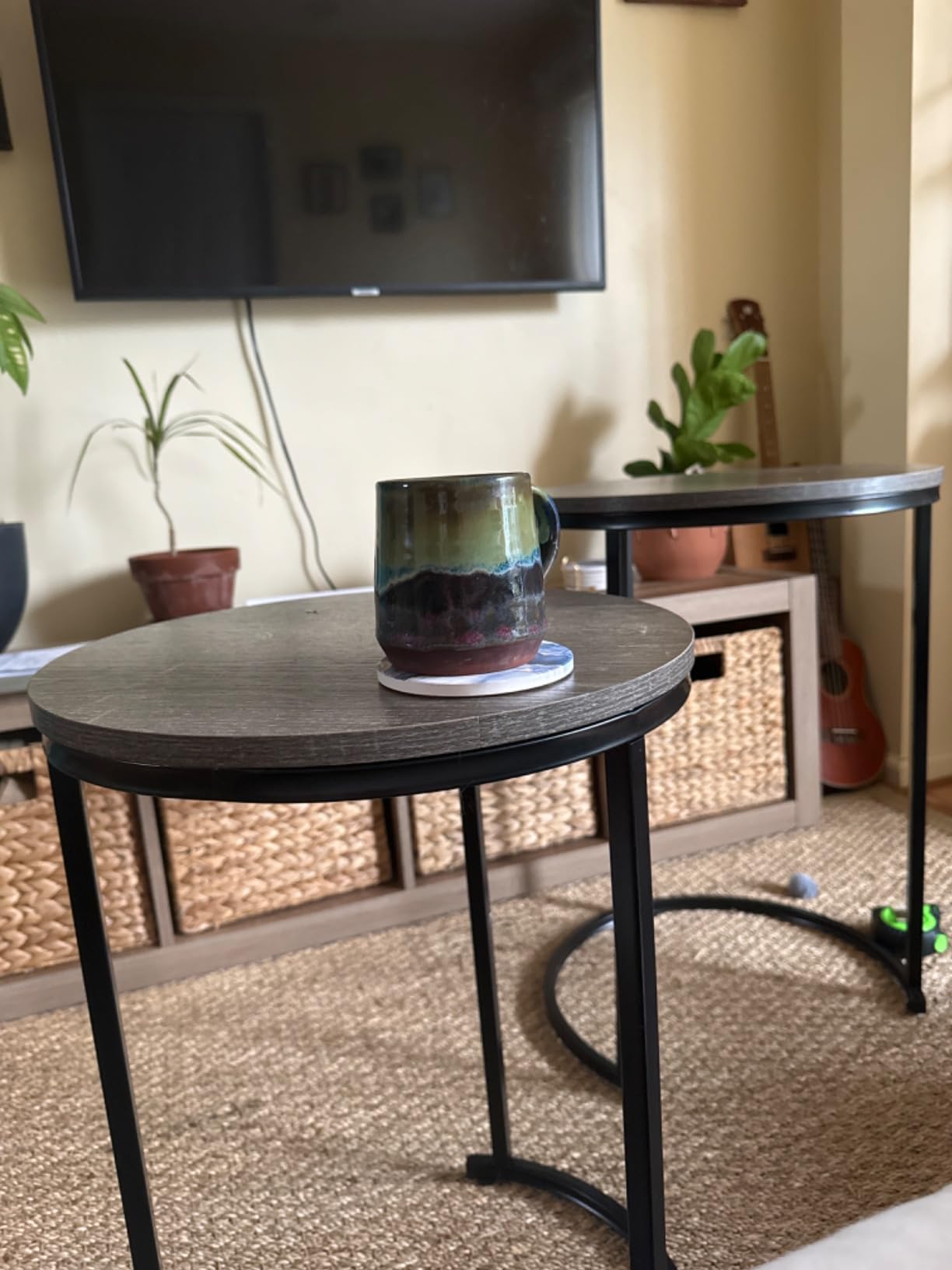 Lavish Home Nesting Tables - Set of 3 Round Side Tables for Living Room, Bedroom, or Home Office - Woodgrain-Look End Table Set - Modern Living Room Furniture (Gray/Brown) customer photo 2