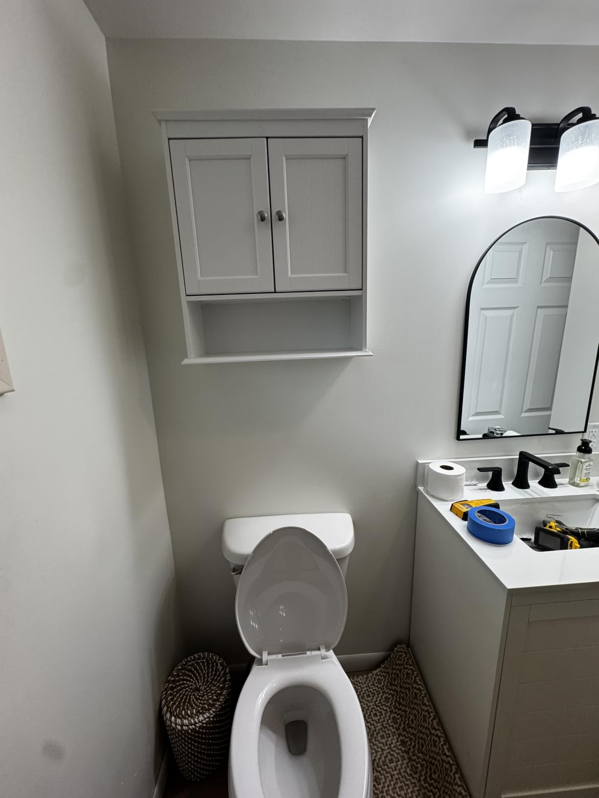 Spirich Bathroom Cabinet Wall Mounted with Doors, Wood Hanging Cabinet with Doors and Shelves Over The Toilet, Bathroom Wall Cabinet White customer photo 1