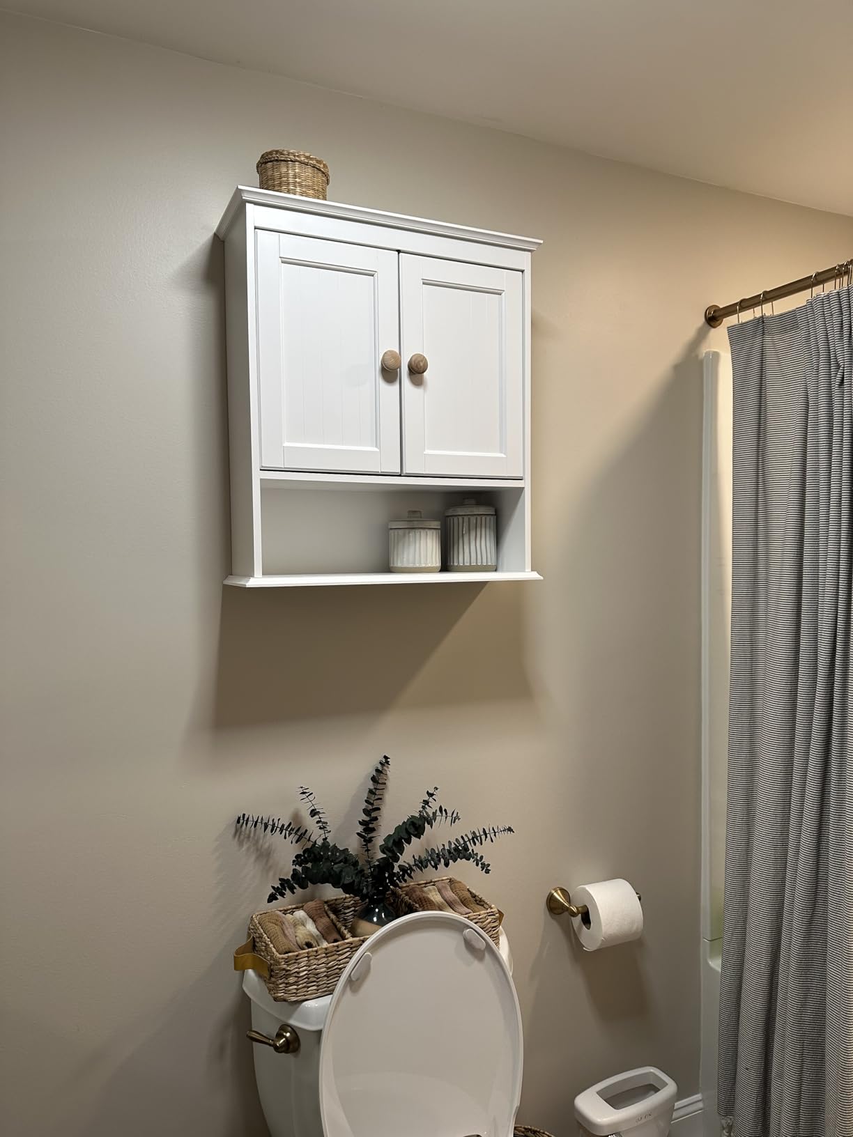 Spirich Bathroom Cabinet Wall Mounted with Doors, Wood Hanging Cabinet with Doors and Shelves Over The Toilet, Bathroom Wall Cabinet White customer photo 2