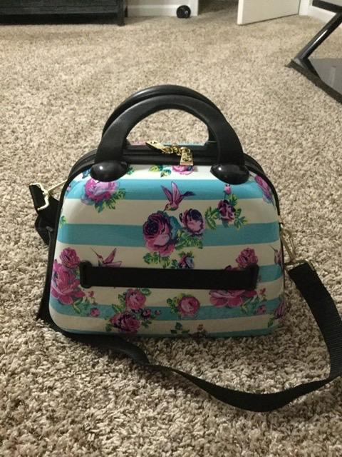 Betsey Johnson Hardside Cosmetic Case - Lightweight Small Size Hardshell Travel Hand Makeup Bag - Adjustable Shoulder Strap customer photo 2