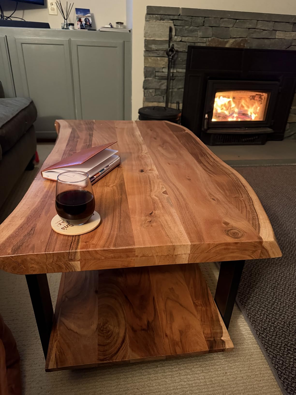Alaterre Furniture Alpine 2-Tier Live Edge Coffee Table - 42