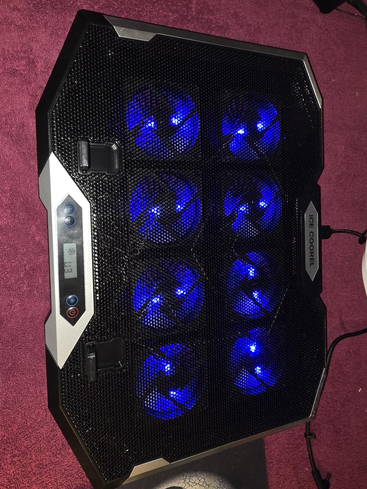 ICE COOREL Gaming Laptop Cooling Pad 15-17.3 Inch, Laptop Fan with 6 RGB Cooling Fans, Laptop Cooling Stand with 6 Height Adjustable, Laptop Cooler with LCD Screen, 2 USB Ports, Phone Stand customer photo 1