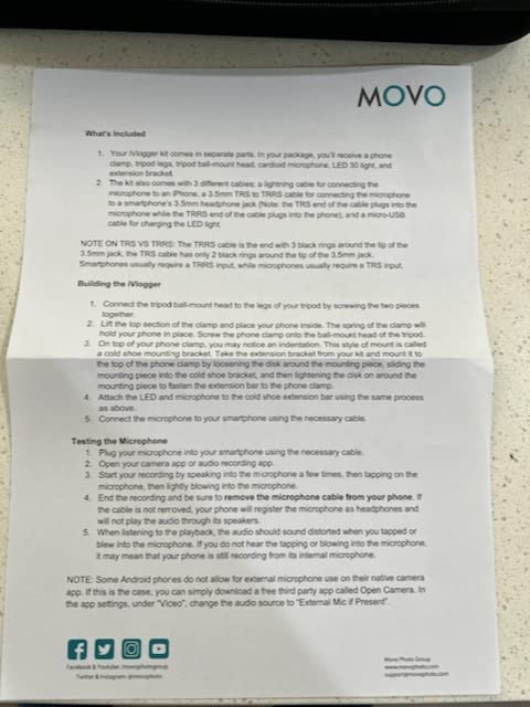 Movo iVlogger Vlogging Kit for iPhone - Lightning Compatible YouTube Starter Kit for Content Creators - Accessories: Phone Tripod, Phone Mount, LED Light and Shotgun Microphone customer photo 1