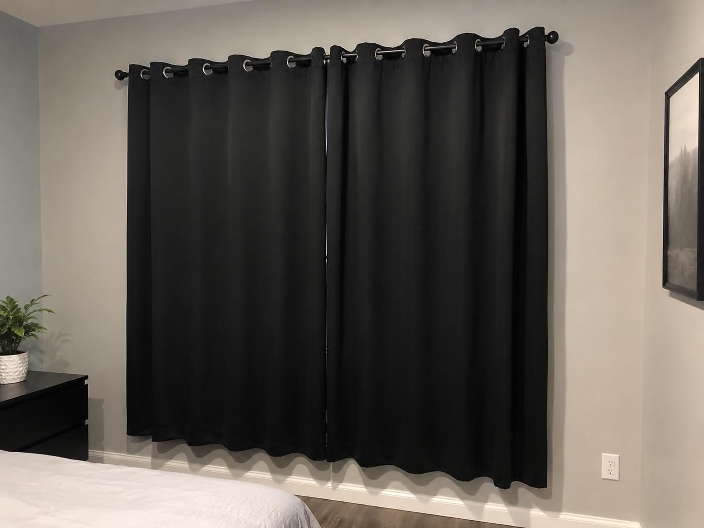 ChrisDowa Blackout Curtains for Bedroom and Living Room 63 Inches Long | 2 Panels Set, Thermal Insulated, Light Blocking, Room Darkening, Grommet, Window Drapes, Dark Grey, 42 x 63 Inch customer photo 1