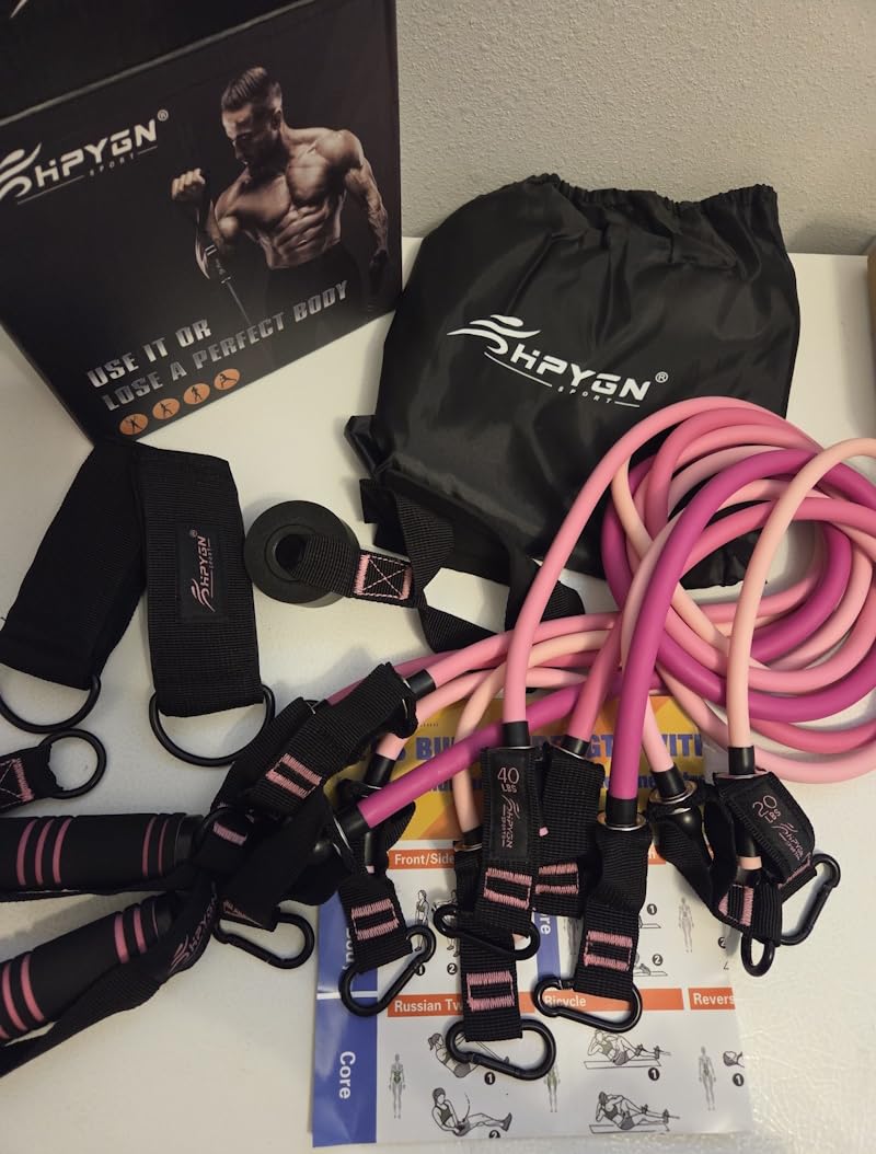 HPYGN Resistance Bands with Handles, 150 lb Exercise Bands for Home Workout customer photo 2