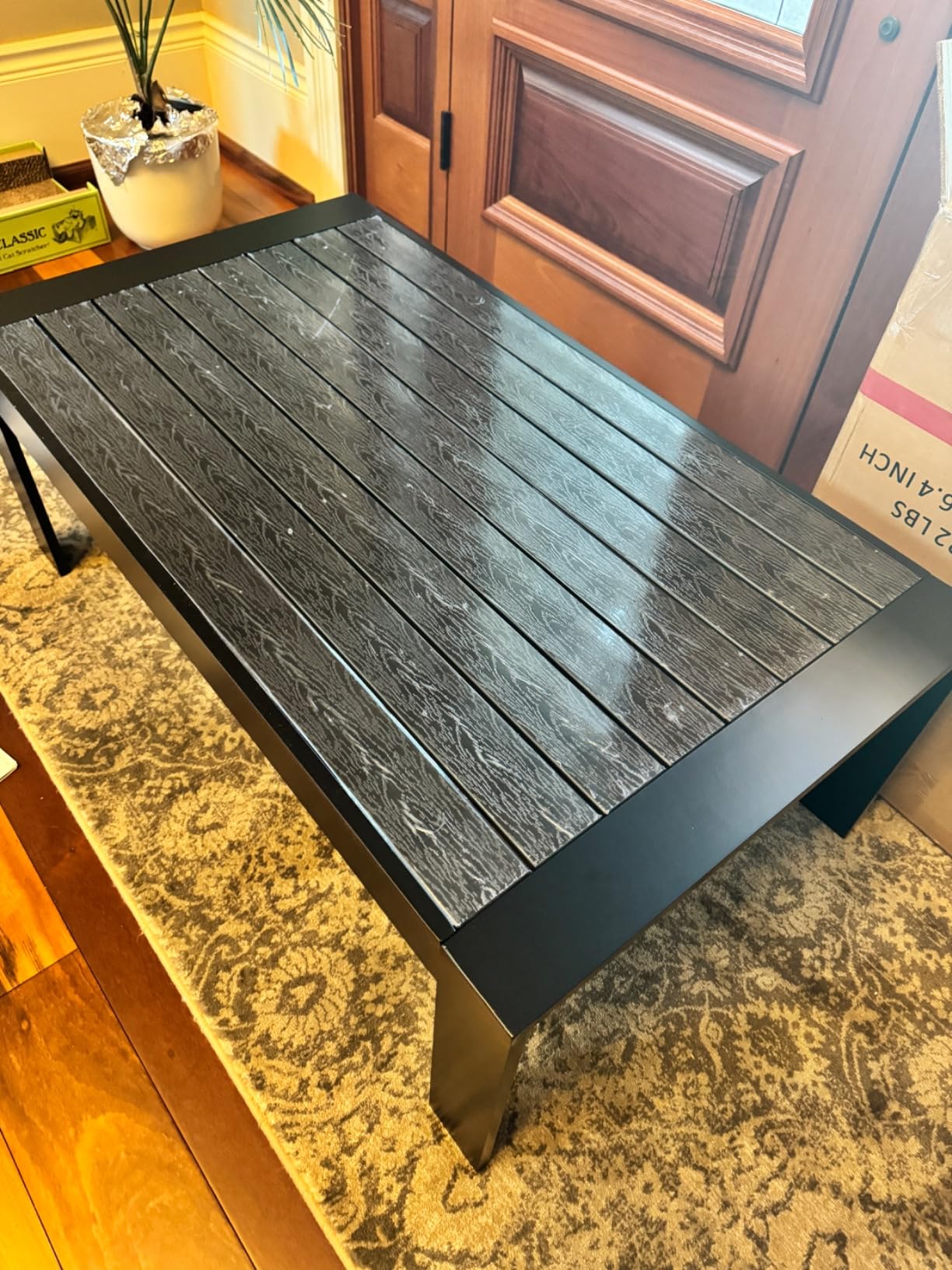 Solaste Aluminum Outdoor Coffee Table, All-Weather Rectangle Metal Patio Coffee Table Furniture for Balcony, Garden, Indoor or Outdoor Use, Dark Grey customer photo 1