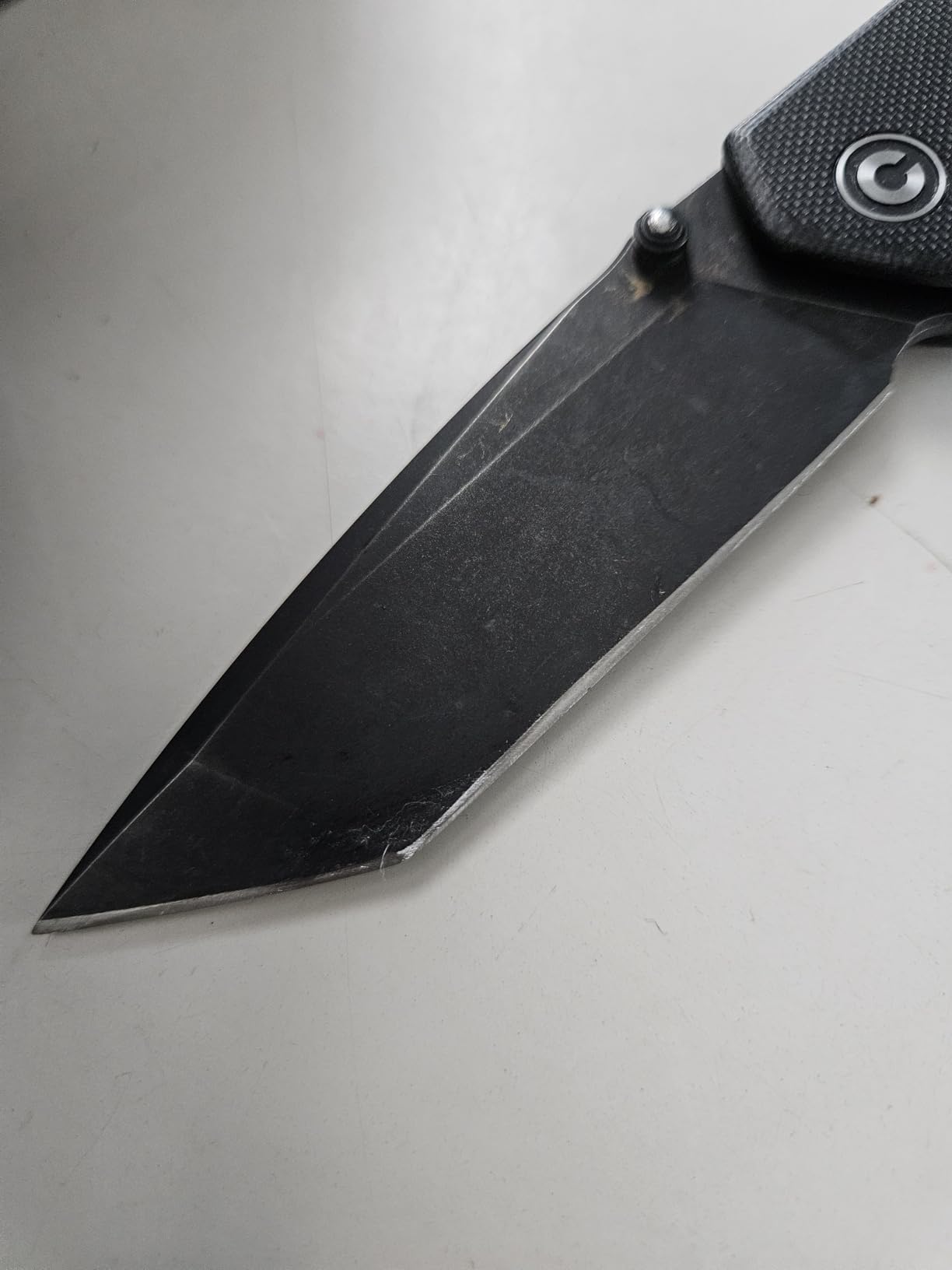 CIVIVI Brazen Folding Pocket Knife, 3.5-Inch Tanto D2 Plain Blade, G-10 Outdoor Camping Hiking Knife with Thumb Studs and Flipper opener, Unique Tool Gift for EDC Men Women C2023C (Black) customer photo 2