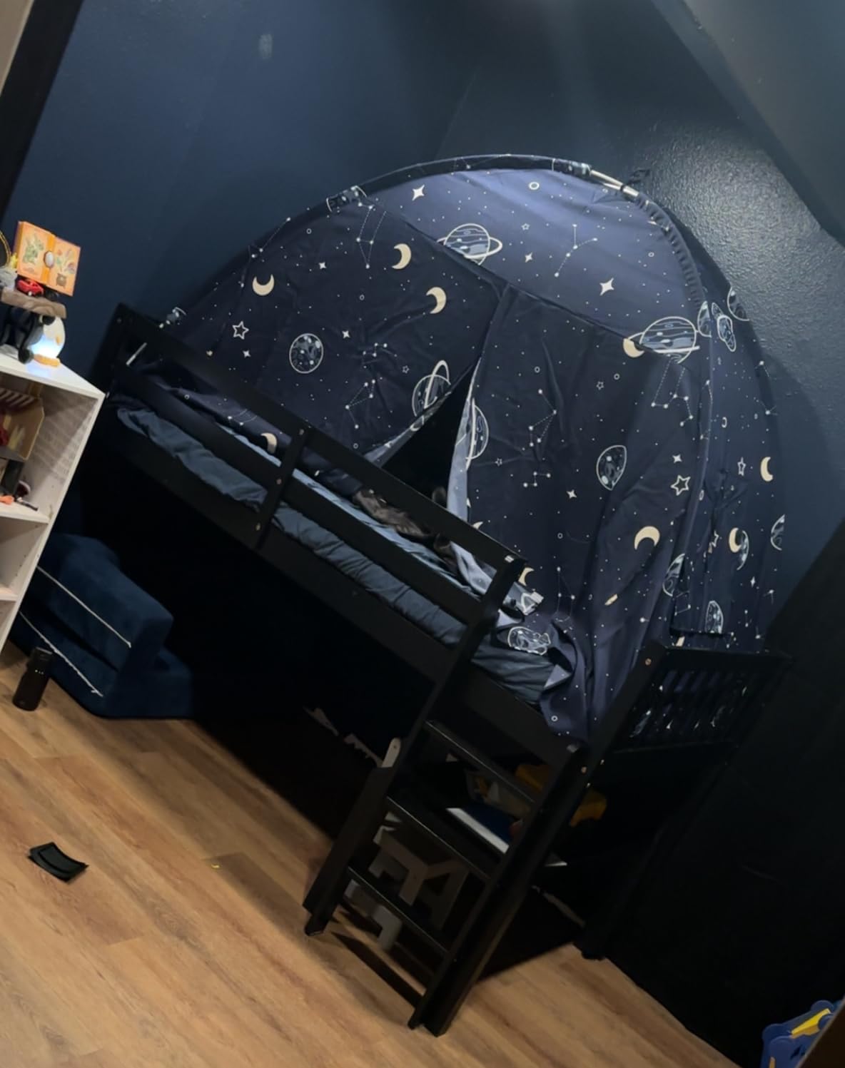JOYMOR Twin Loft Bed Low Loft Bed Frame for Little Kids Small Room/Low Ceiling Bedroom with Guardrail and Ladder, White customer photo 1