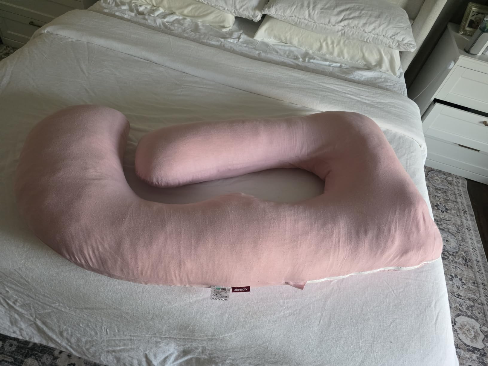 Momcozy Pregnancy Pillows for Sleeping, U Shaped Full Body Maternity Pillow with Removable Cover - Support for Back, Legs, Belly, HIPS for Pregnant Women, 57 Inch Pregnancy Pillow for Women, Grey customer photo 1
