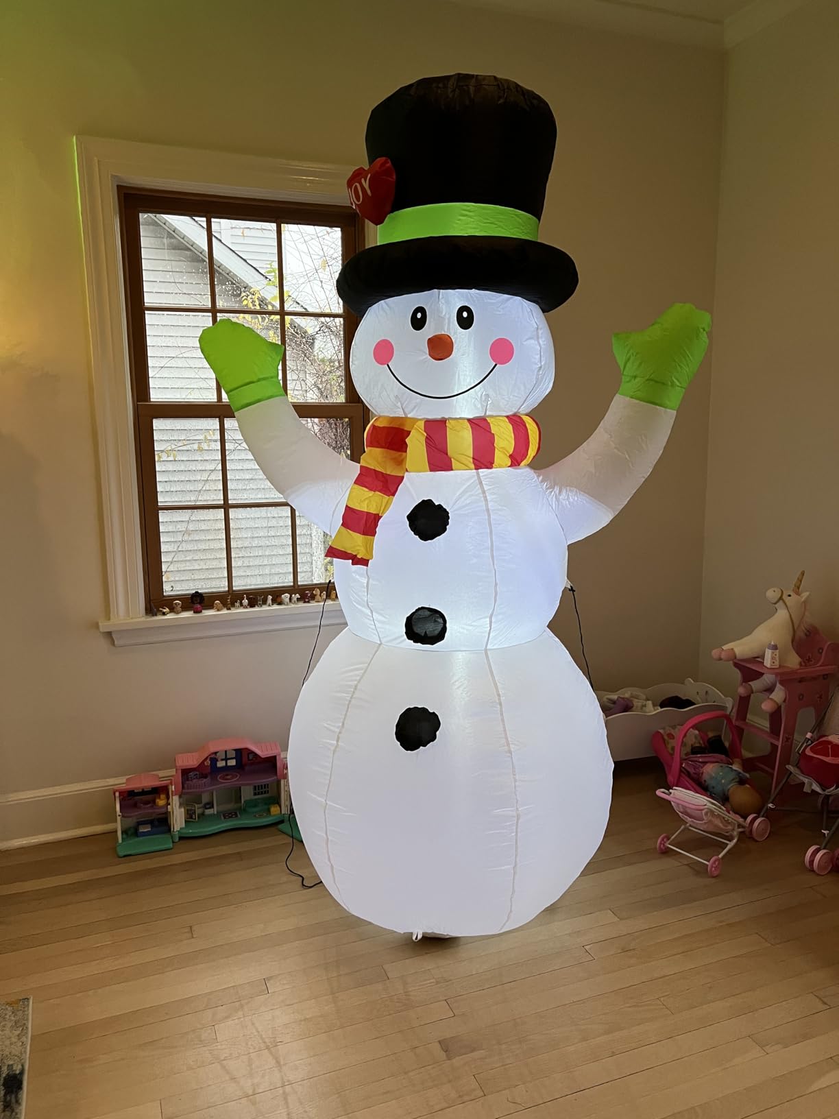 FunFanso 7 FT Christmas Inflatables Snowman Outdoor Decorations, Giant Blow up Snow Man Yard Decor Built-in Bright LED Light Wear Magic Hat, Weatherproof Holiday for Garden Patio Lawn Party customer photo 2