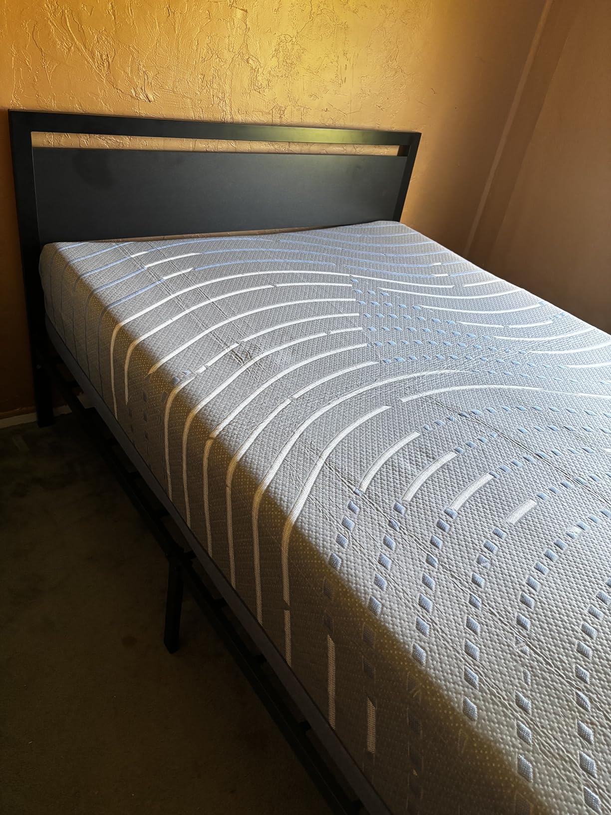 SHA CERLIN Queen Size Bed Frame with Modern Headboard, Heavy Duty Platform Metal Base with Square Footboard and 13 Strong Slats Support, No Box Spring Needed, Black customer photo 1