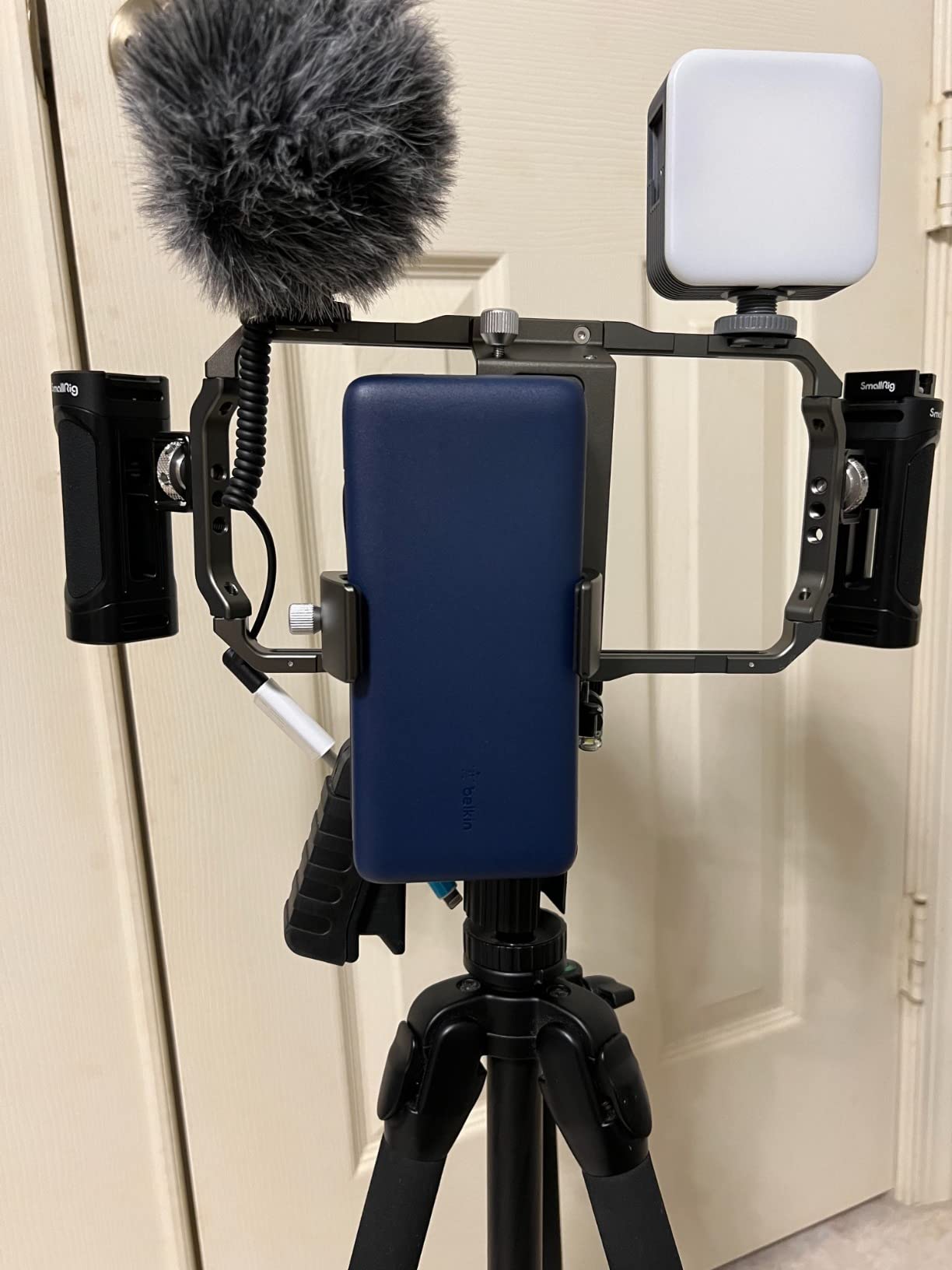 SmallRig Universal Phone Video Rig Kit for iPhone, Smartphone and Cameras, Phone Stabilizer Rig w/Tripod Microphone LED Light Side Handle Power Bank Holderm, for Vlogging & Live Streaming customer photo 1