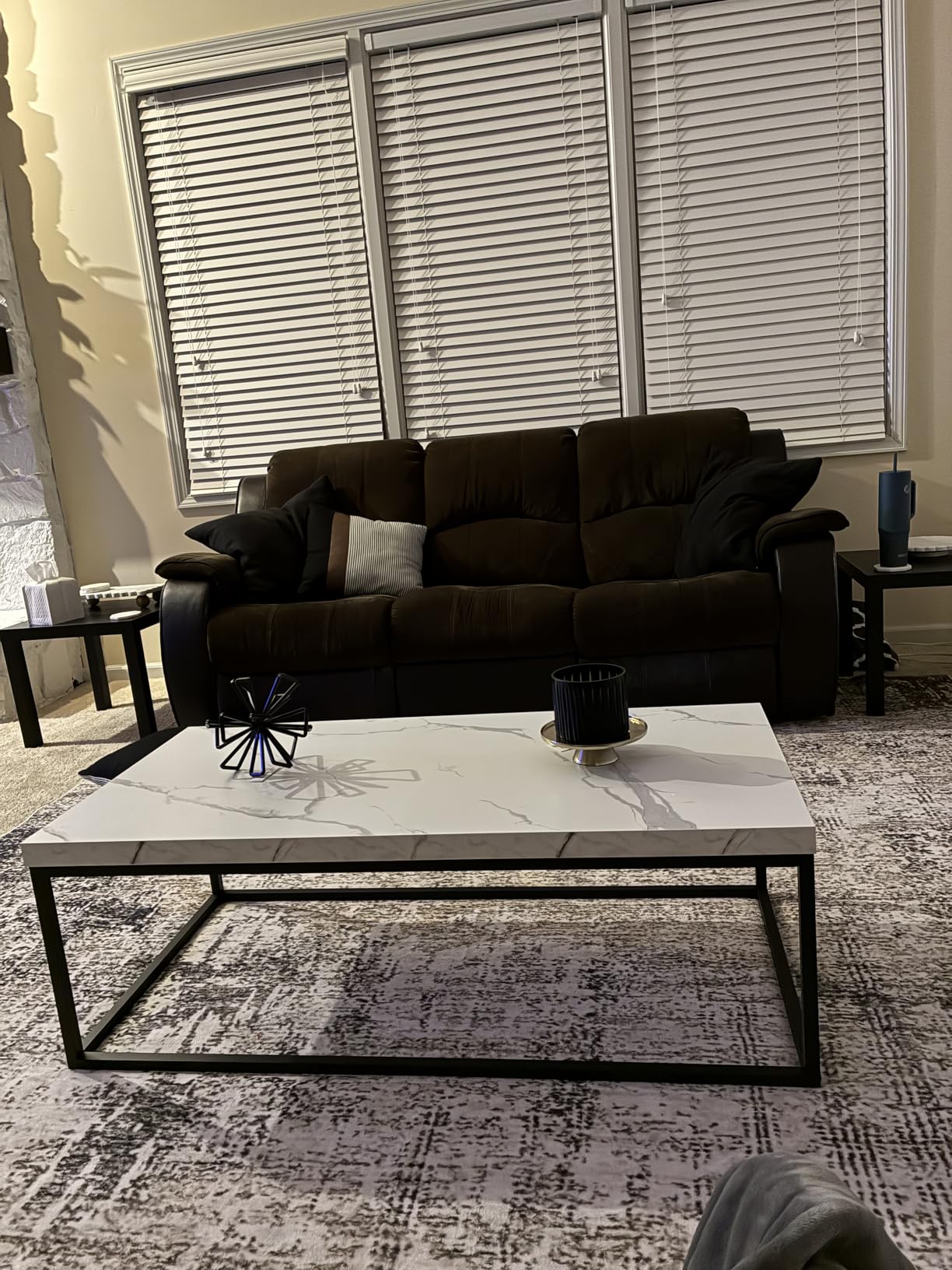 CENSI 47-Inch Natural Oak Coffee Table for Living Room, Modern Industrial Rectangular Wood and Metal Center Table with Extra Thick Tabletop (Natural Wood) customer photo 2
