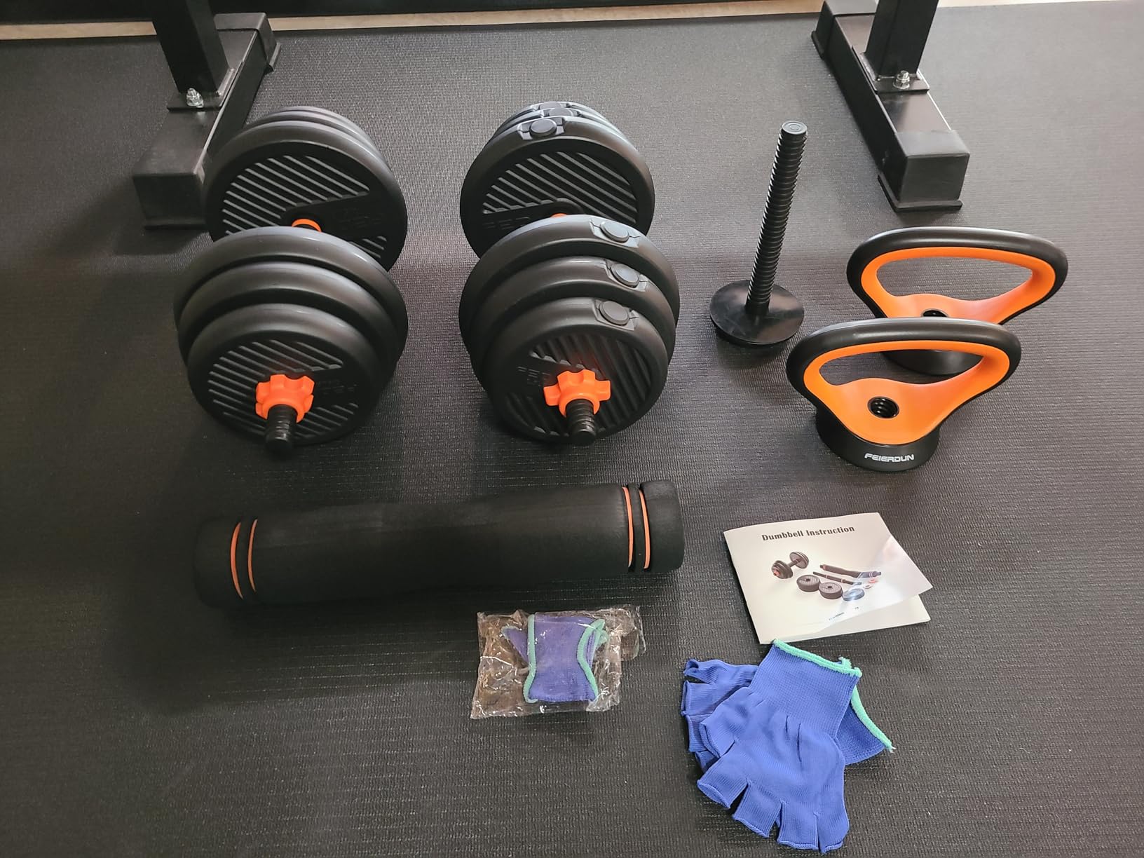 FEIERDUN DS2 Adjustable Dumbbells, 20/30/40/45/70/90lbs Free Weight Set with Connector, 5 in1 Dumbbells Set Used as Barbell, Kettlebells, Push up Stand, Weight Plate, Fitness Exercises for Home Gym customer photo 2