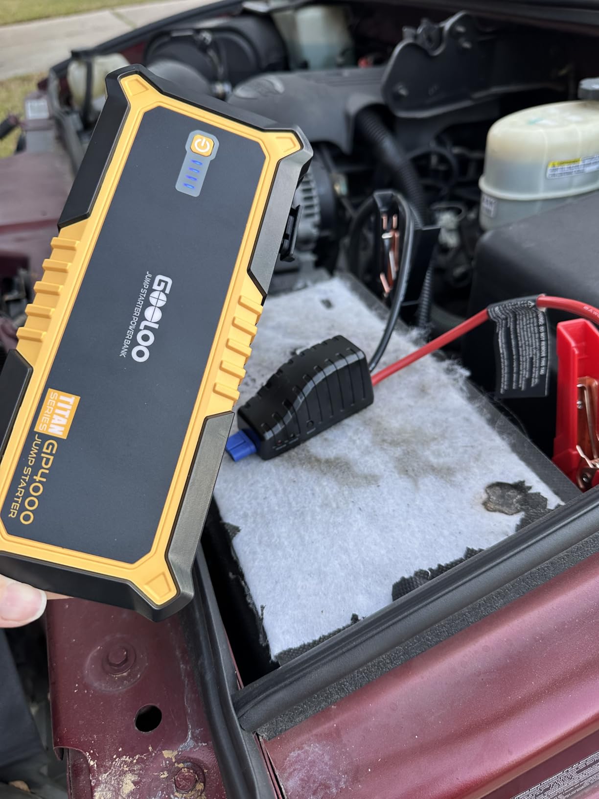 GOOLOO GP4000 Jump Starter 4000A Peak Car Starter (All Gas,up to 10.0L Diesel Engine) SuperSafe 12V Lithium Jump Box,Auto Battery Booster Pack,Portable Power Pack with USB Quick Charge and Type C Port customer photo 1