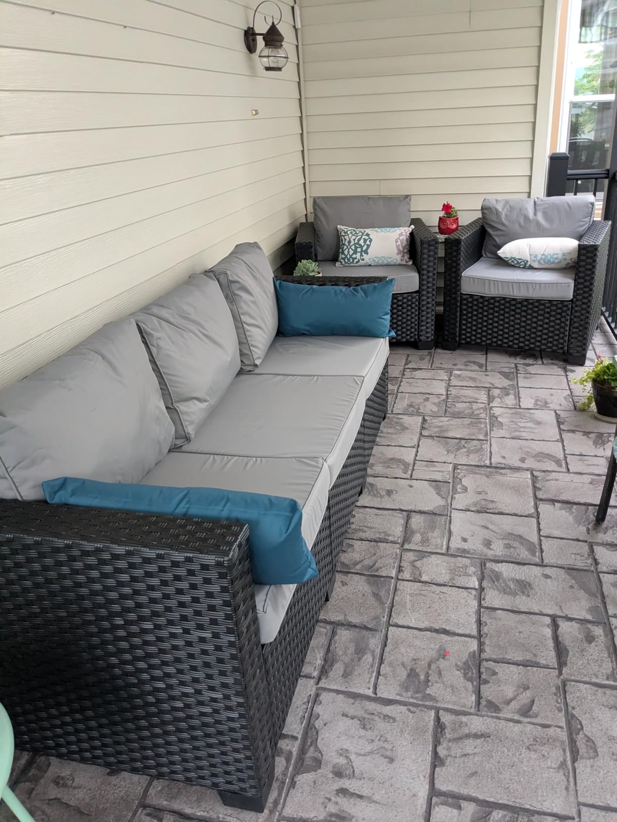 Rattaner 5-Piece Patio Furniture Sofa Set Outdoor Wicker Sectional Couch with Storage Table Non-Slip Cushions Furniture Covers, Grey customer photo 2