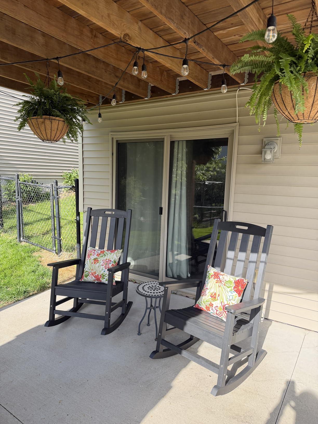 Psilvam Oversized Outdoor Rocking Chair, HDPE Porch Rocker Chairs for Adults, All Weather Resistant Rocking Chairs for Patio Lawn Garden, 350lbs Weight Capacity (Black) customer photo 1