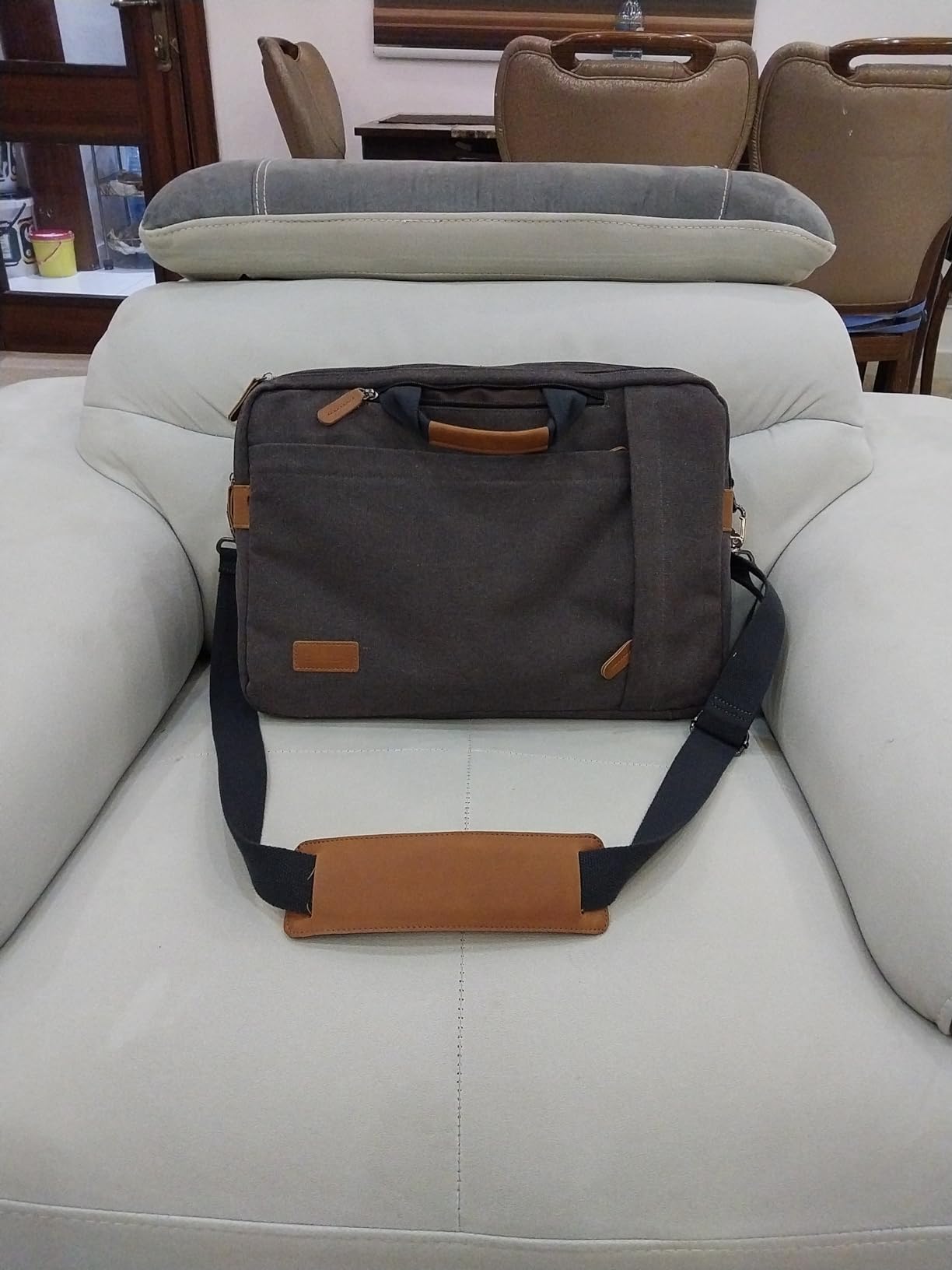 ESTARER Laptop Bag for Men 3 In 1, 17-17.3 Inch Computer Bag Laptop Backpack for Work/Travel/Business, Convertible Messenger Bag Water resistant Canvas Briefcase Backpack (Dark Grey) customer photo 2