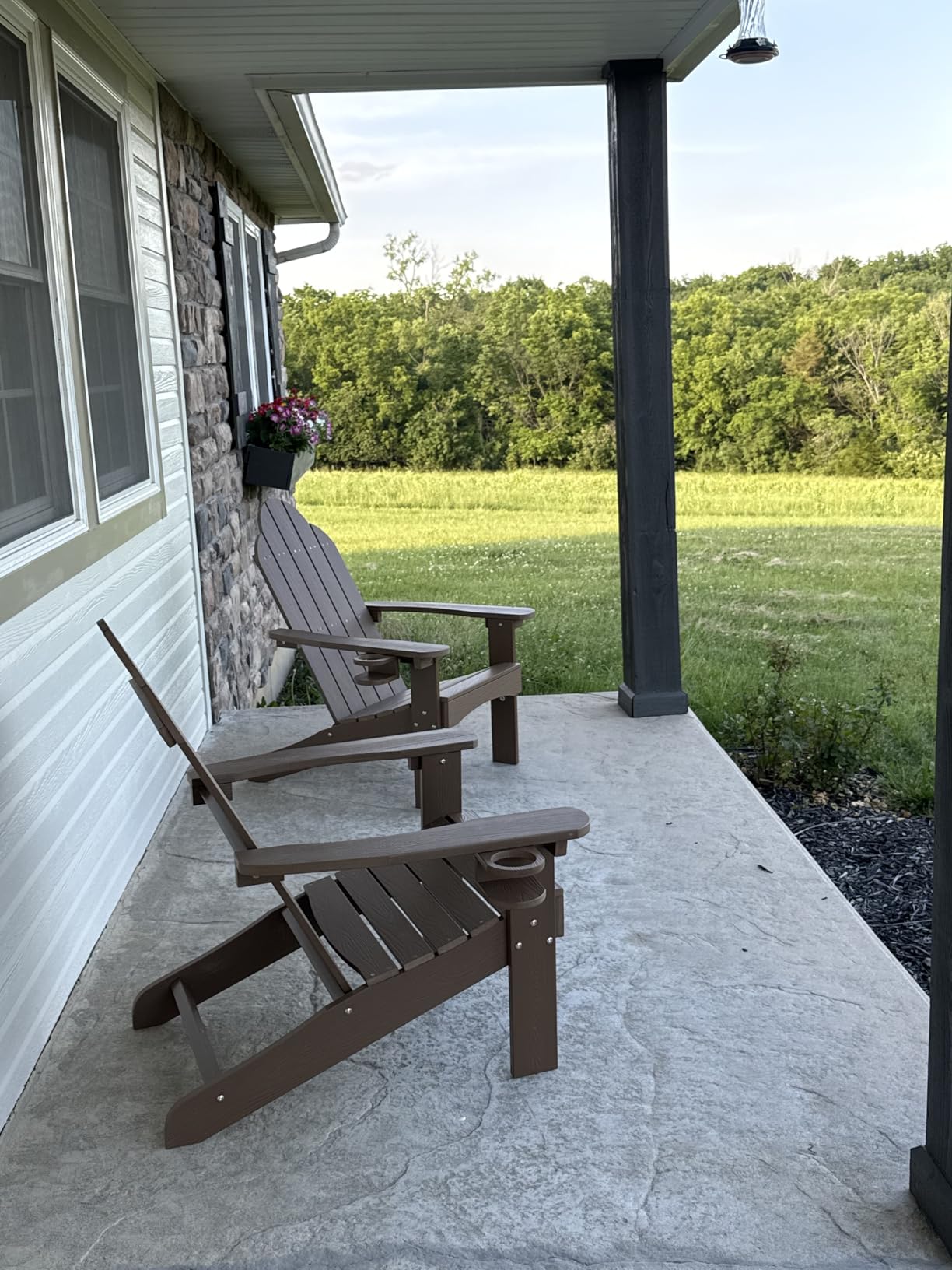 HDPS Adirondack Chairs Set of 2, Long-Lasting All-Season Outdoor Patio Chairs, Hidden Cup Holder, 350 LBS, Dark Gray customer photo 1
