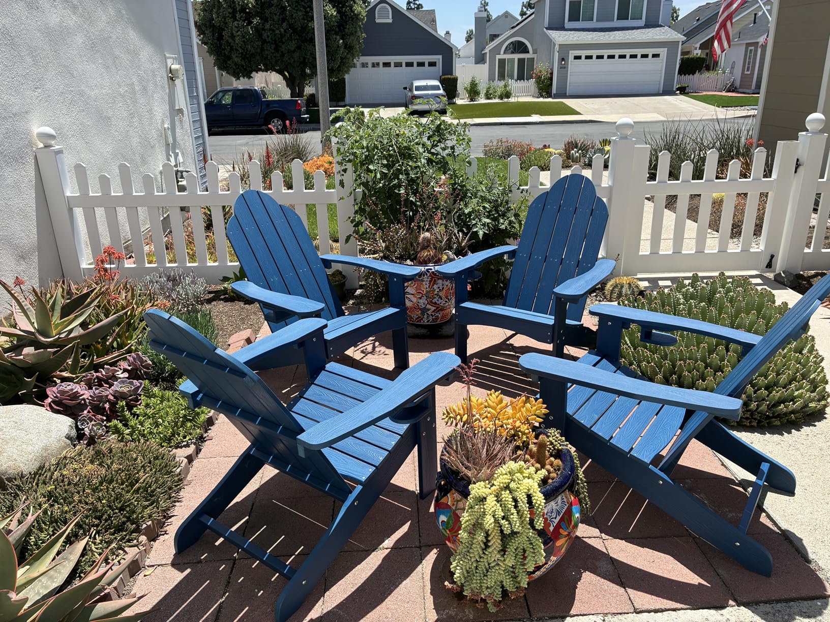 HDPS Adirondack Chairs Set of 2, Long-Lasting All-Season Outdoor Patio Chairs, Hidden Cup Holder, 350 LBS, Dark Gray customer photo 2