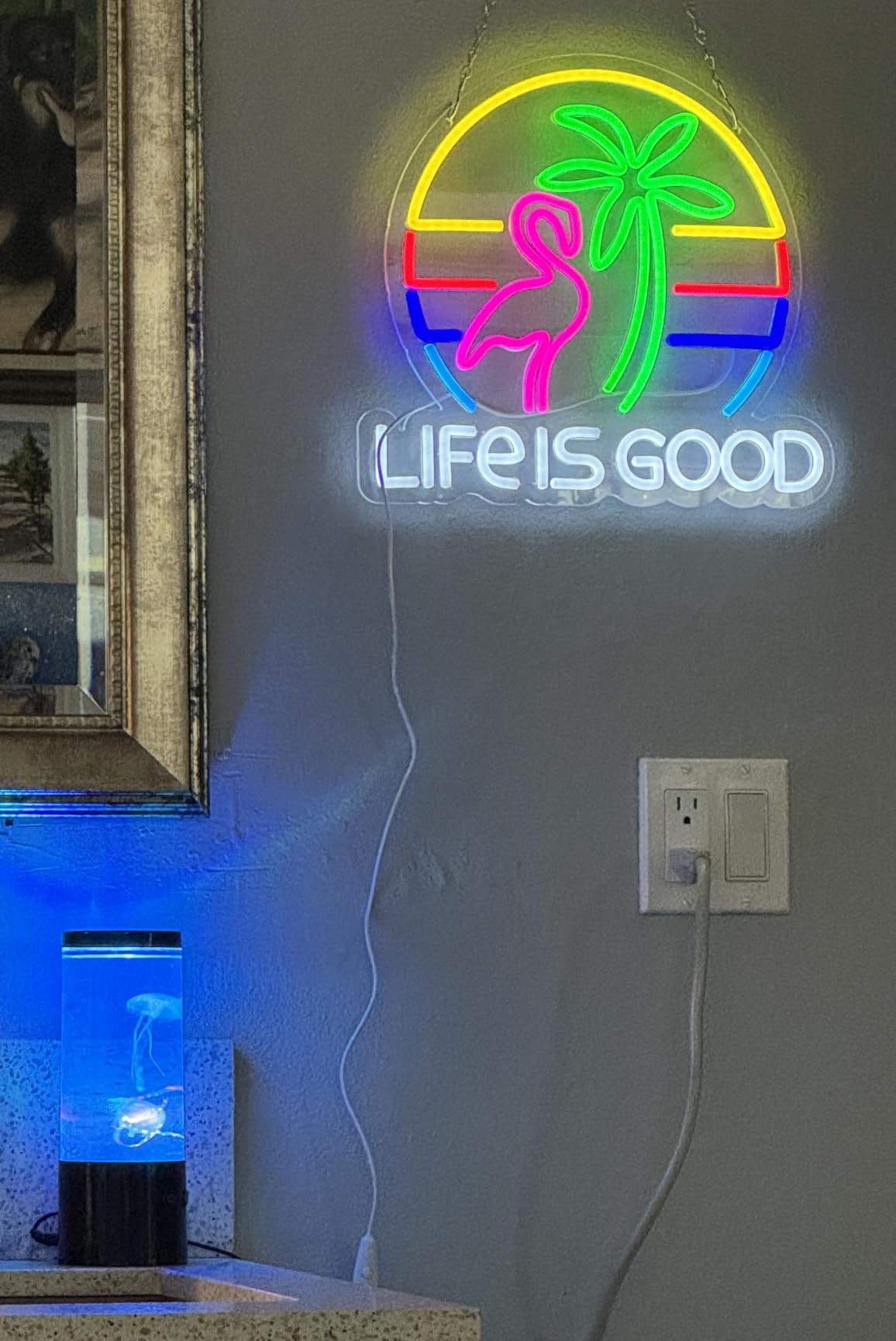 Crs LIGHT Neon Signs for Wall Decor Neon Lights for Bedroom Led Signs Suitable for Man Cave Bar Pub Restaurant Christmas Birthday Party Gift Led Art Wall Decorative Crs Light Bar Sign, 5V Usb Power, 17*11 Inch (Azure+red+white) customer photo 2