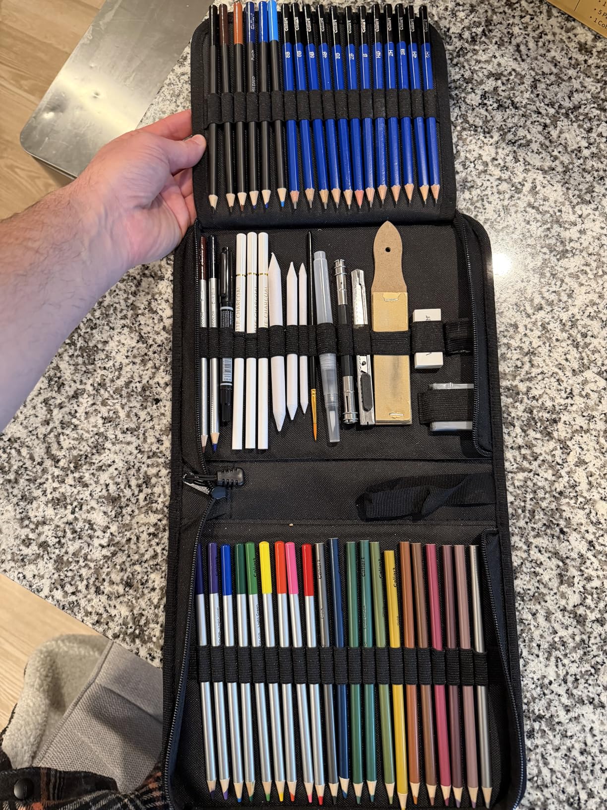 Caliart 176PCS Art Supplies Sketching Kit with 100 Sheets 3-Color Sketch Book, Graphite Colored Charcoal Watercolor & Metallic Pencils, Drawing Set Gifts for Adults Teens Girls Boys Kids customer photo 1