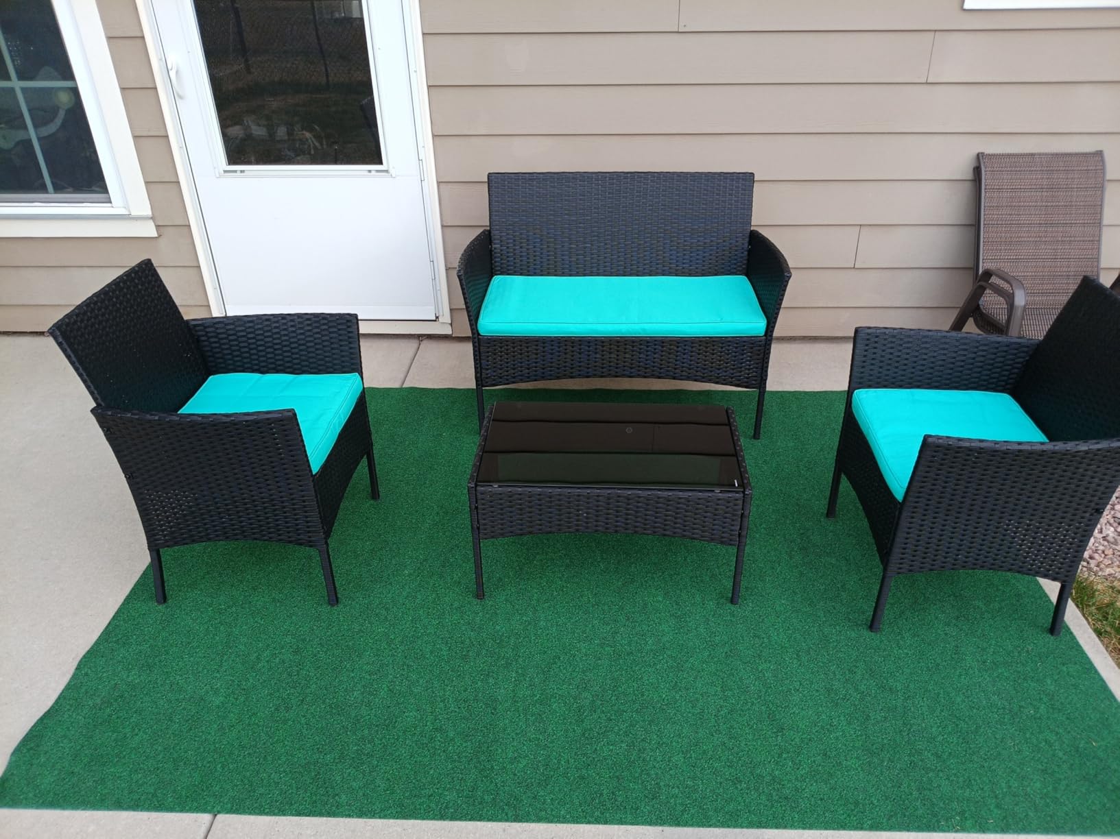 5 Pieces Patio Furniture Sets Outdoor Sectional Sofa Rattan Chair Wicker Conversation Set for Outdoor Backyard Porch Poolside Balcony Garden Furniture with Coffee Table, Khaki Cushion customer photo 1
