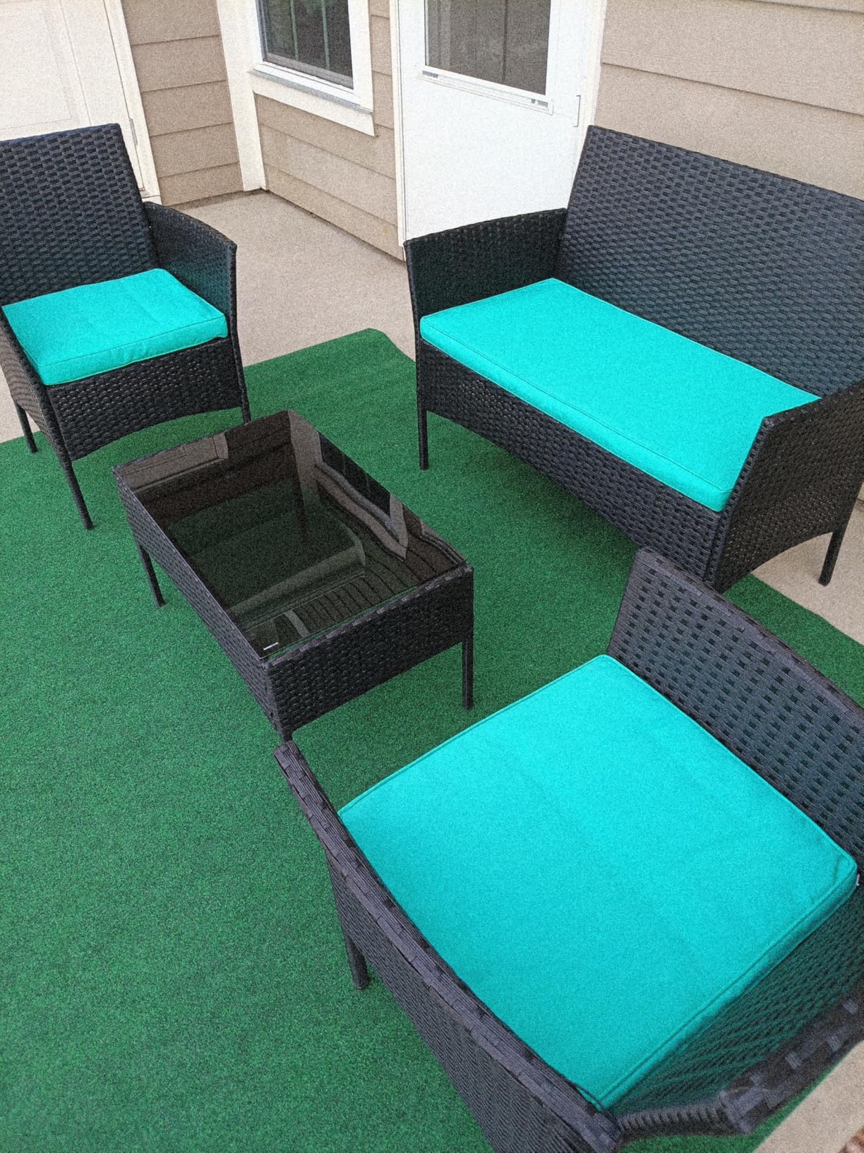 5 Pieces Patio Furniture Sets Outdoor Sectional Sofa Rattan Chair Wicker Conversation Set for Outdoor Backyard Porch Poolside Balcony Garden Furniture with Coffee Table, Khaki Cushion customer photo 2