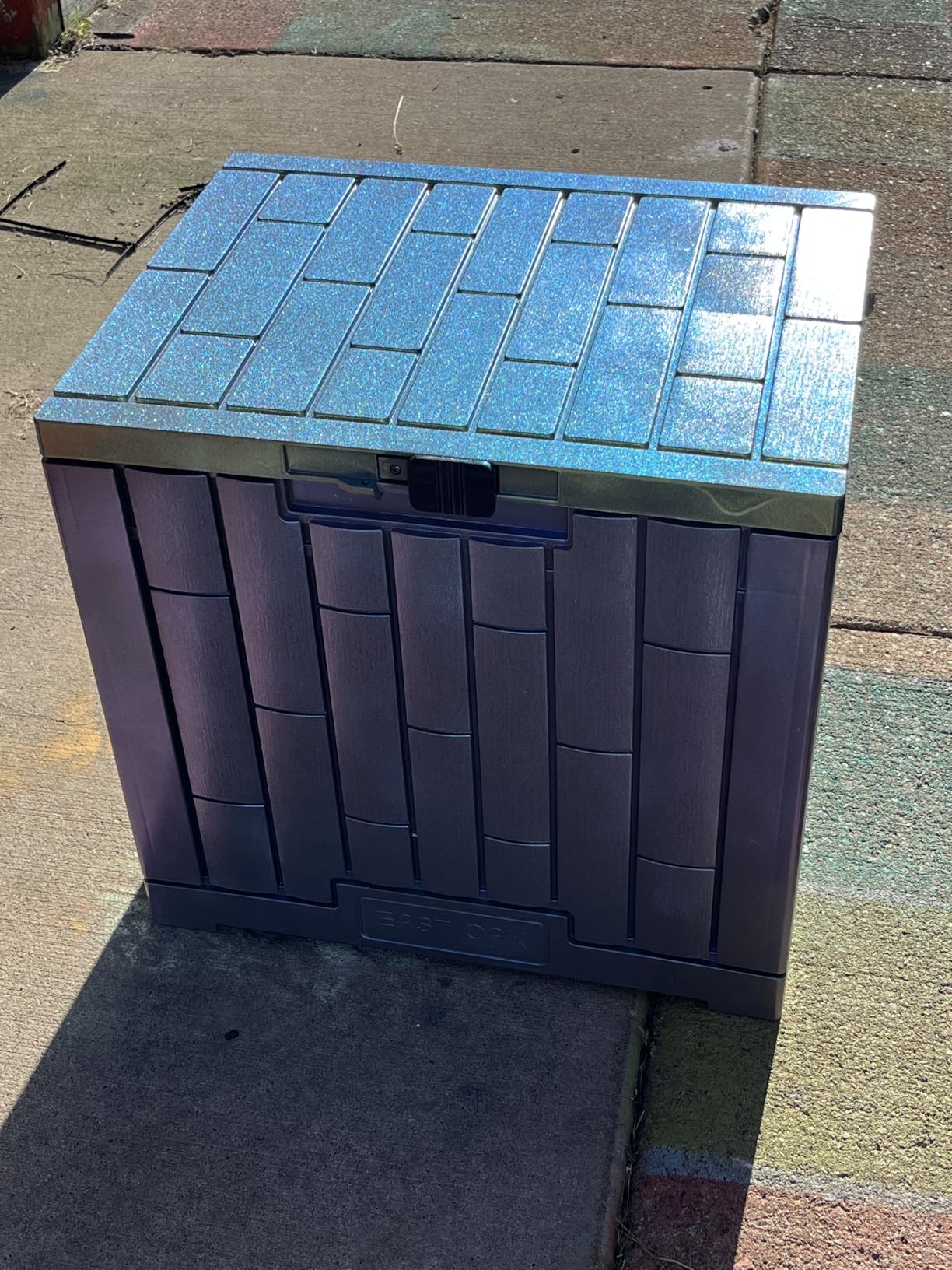 EAST OAK Outdoor Storage Box, 60 Gallon Deck Box Indoor and Outdoor Use, Waterproof Resin Storage Bin for Patio Cushions, Gardening Tools, Lockable, UV Resistant, Grey customer photo 2