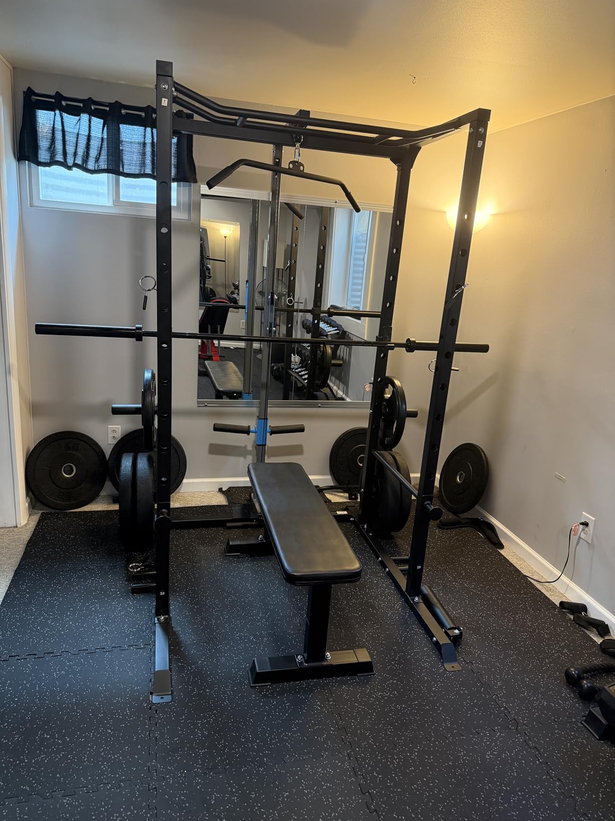 Power Cage, Multi-Functional Power Rack with J-Hooks, Dip Handles, Landmine Attachment and Optional Cable Pulley System for Home Gym customer photo 1