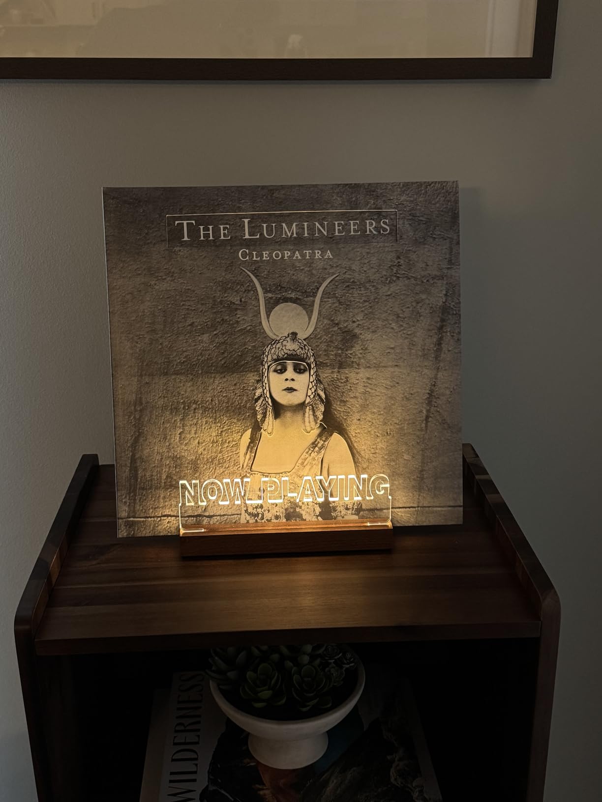 YuanDian Now Playing Vinyl Record Stand, Light up Display Holder for Vinyl Records, Wooden Acrylic Holder with Warm Light for Album Display Storage, Home Desk Decor for Music Lovers customer photo 1