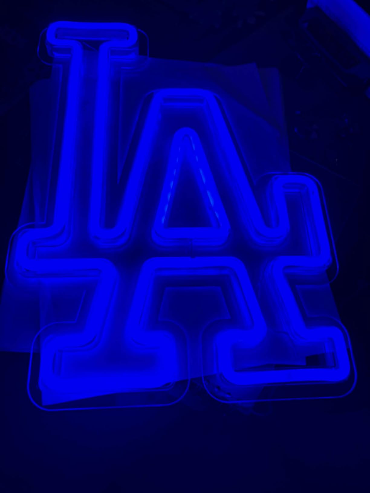 WonderfulLife Dodgers Neon Sign for Garage or Man Cave Decor,Gifts for Men With Dodge Baseball Team Logo,Blue Neon for Party,Bar,Dorm,Office Wall Art and Game Room Deco. customer photo 1