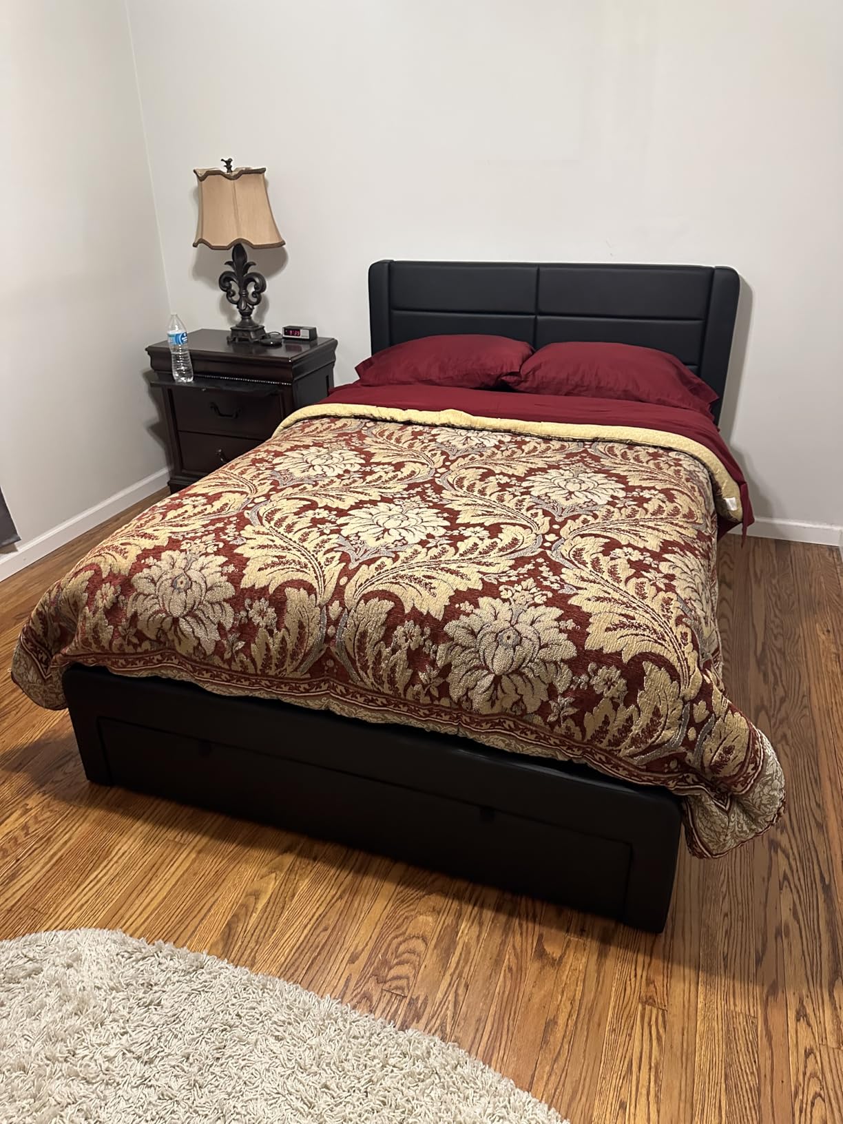 Yaheetech Queen Size Bed Frame Platform with 2 USB Charging Station/Port for Type A&Type C/3 Storage Drawers, Leather Upholstered with Headboard/Solid Wood Slat Support/No Box Spring Needed/Black customer photo 1