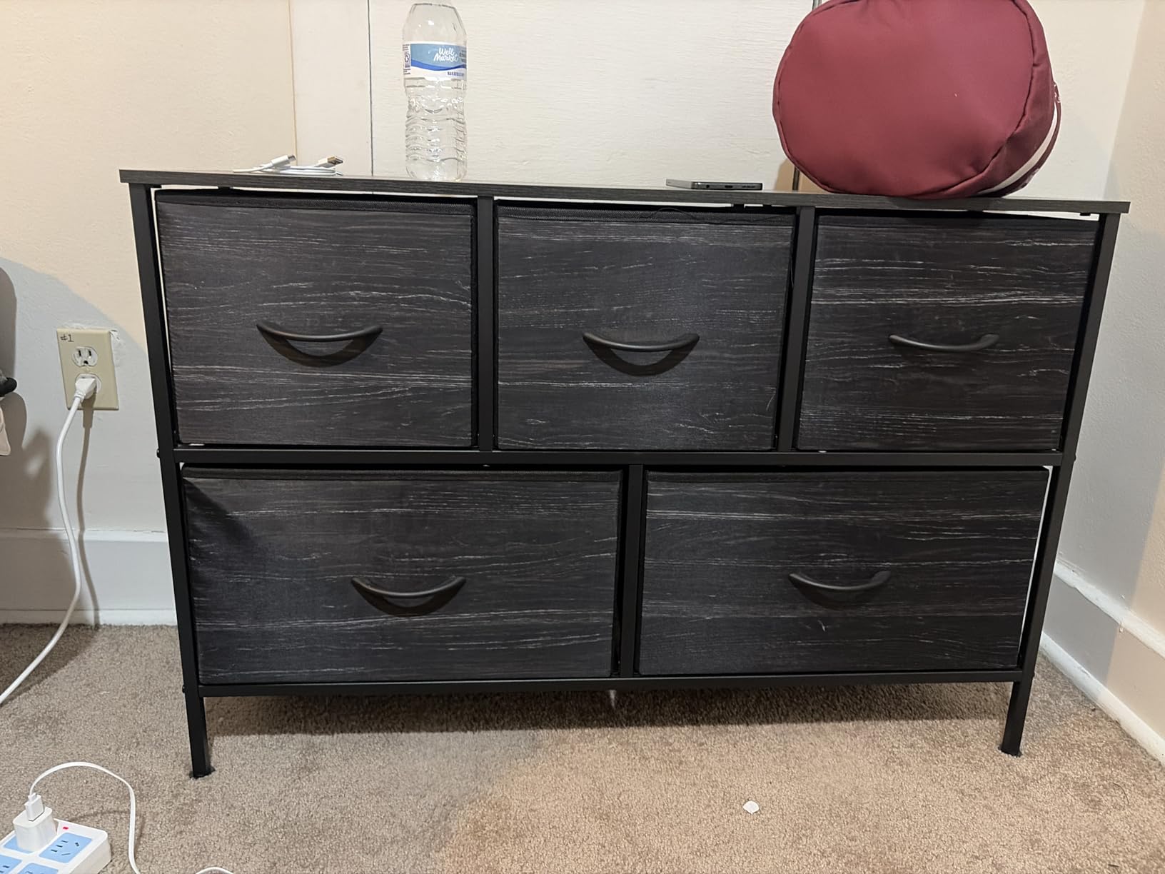 WLIVE Dresser for Bedroom with 5 Drawers, Wide Chest of Drawers, Fabric Dresser, Storage Organization Unit with Fabric Bins for Closet, Living Room, Hallway, White customer photo 1