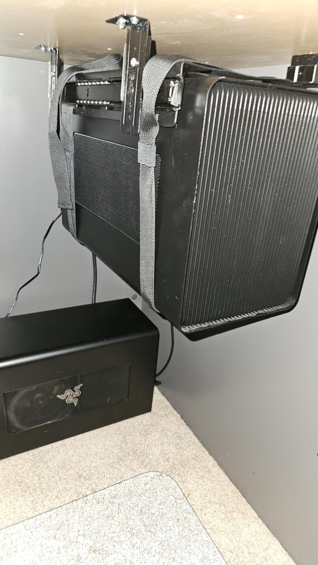 Under Desk Slide Out PC Mount with Anti-Scratch Sponge, Adjustable CPU Holder Bracket for Computer Tower (Black) customer photo 2