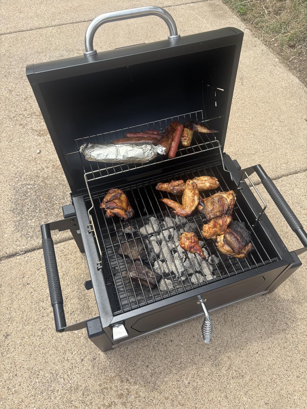 Royal Gourmet CD1519 Portable Charcoal Grill with Warming Rack, 303 Sq. In. | Tabletop Charcoal Grill with Two Side Handles, Bottle Opener, for Outdoor Camping and Picnic Grilling, Black customer photo 2
